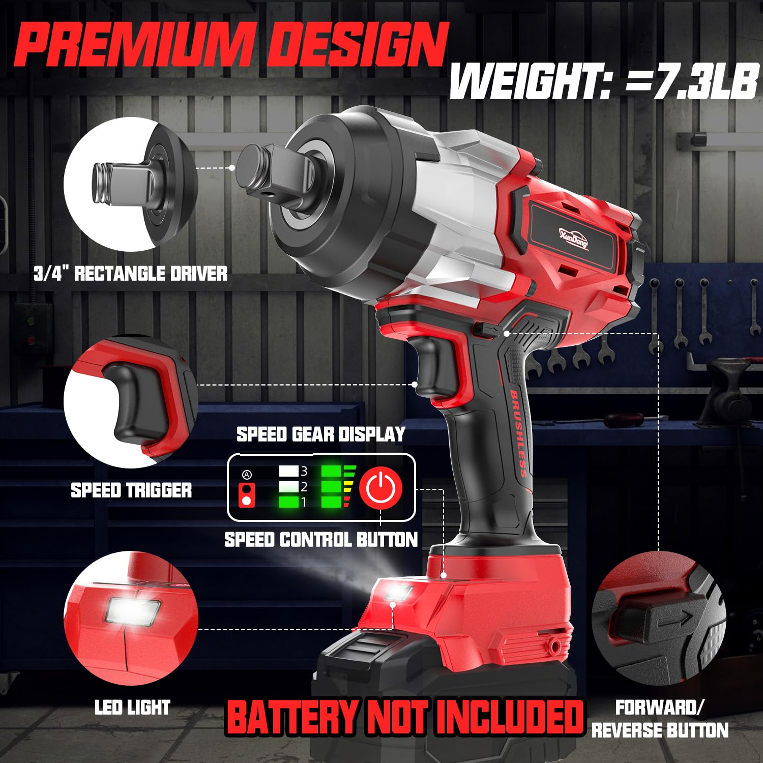 Avvitatore a percussione senza fili da 3/4" per batteria Milwaukee da 18 V, 2500 nm ad alta coppia, avvitatore a percussione elettrico, senza spazzole, con 4 modalità di velocità e luce da lavoro a
