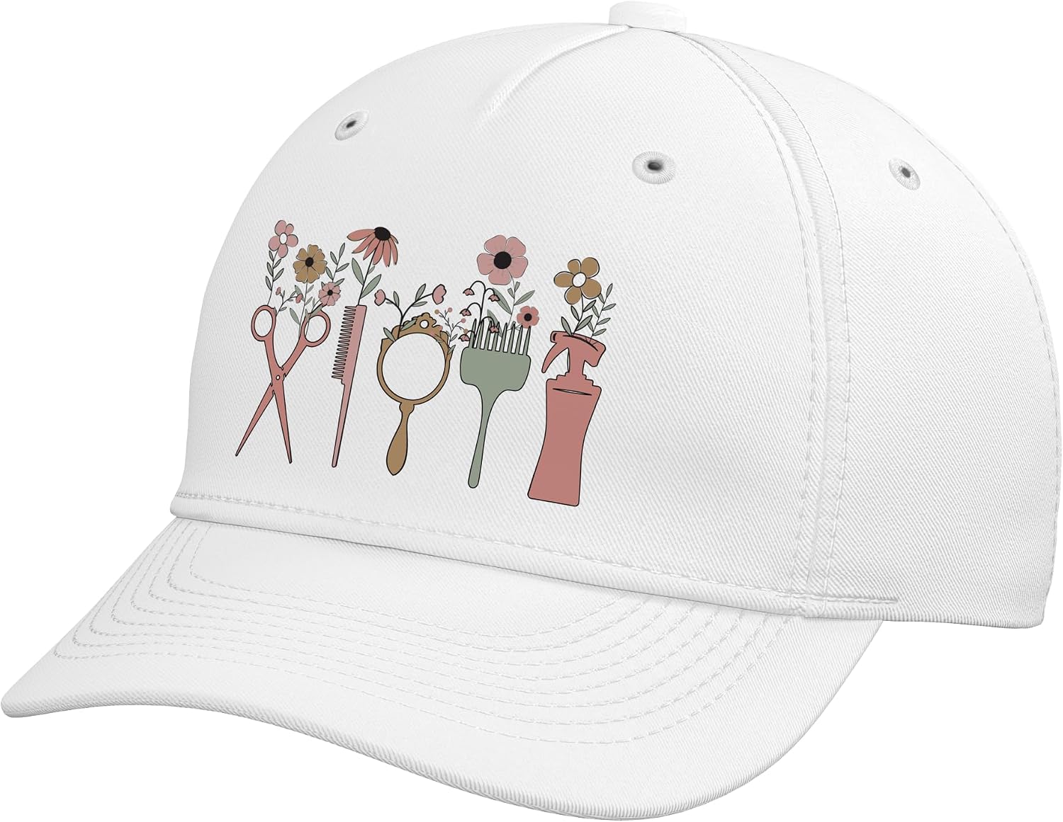 Hair Stylist Hairdresser Salon Men Women Groovy Retro Floral Adjustable Baseball Hat