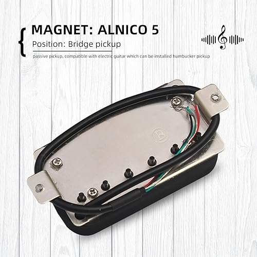 Miniatura 5 de MAXCHEER Alnico - Guitarra eléctrica de 5 puentes, hoja humbuckertornillo hexagonal, ajuste de doble bobina, pastilla de guitarra con 4 cables de