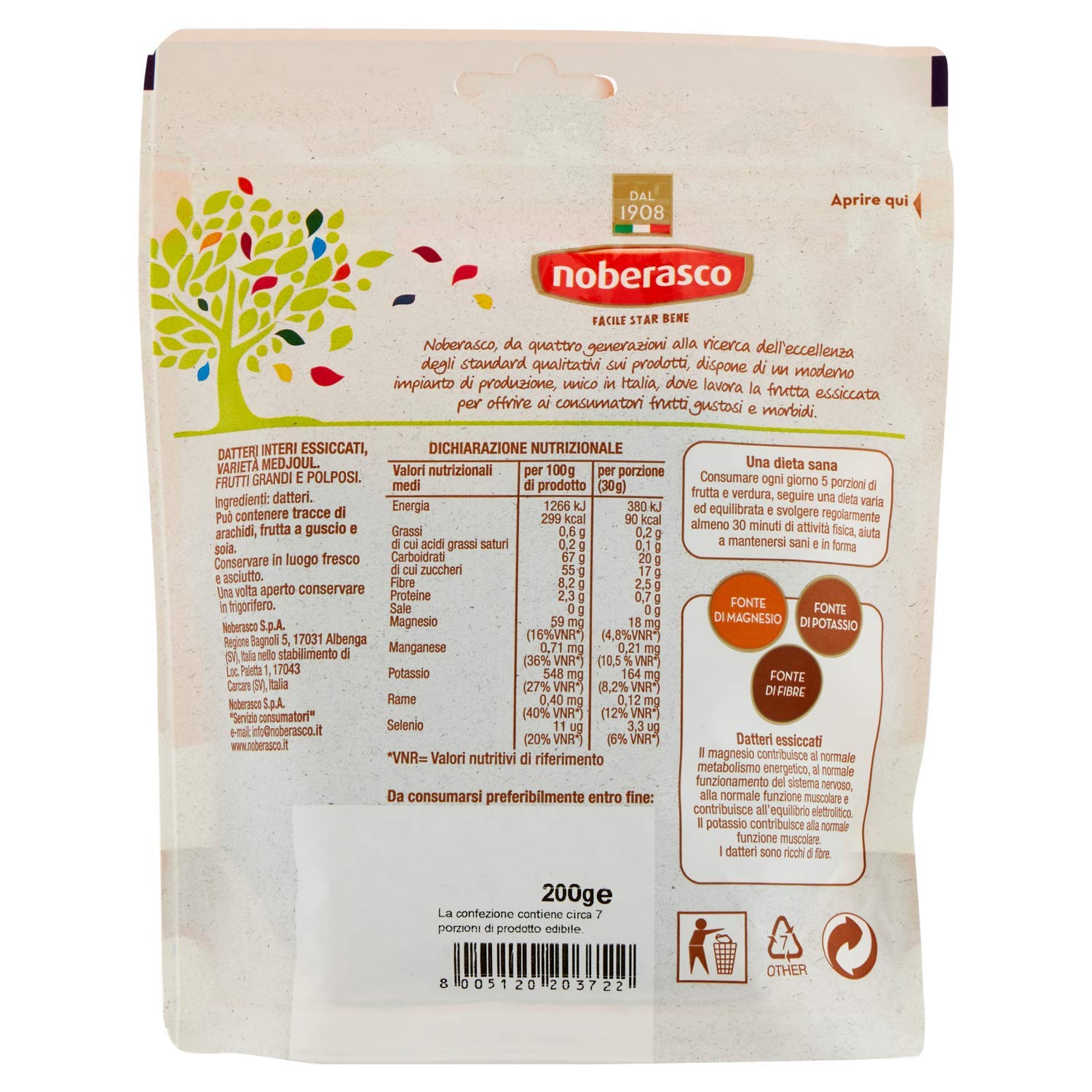 Viva i Datteri 200g Noberasco - box da 10 pezzi da 200g