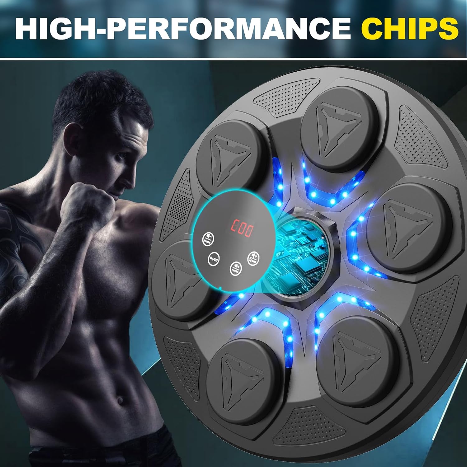 Upgrade Music Boxing Machine For Adults Kids, Interactive Music Punching Machine with Gloves 12 Modes 12 Speeds, Wall Mounted Electronic Boxing Punching Pad with Wireless Connection LED Display - Image 9