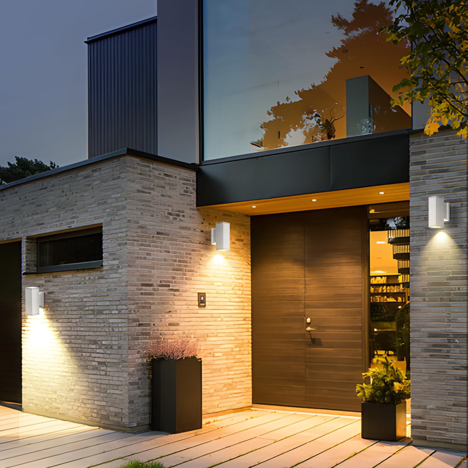 Aigostar 10x Aplique de Pared Exterior/Interior IP65 – Pack 10 Unidades para Terraza, Jardín, Entrada, Pasillo, Balcón. Luz Arriba/Abajo, Aluminio, Cristal Templado, GU10 (No Incluye Bombilla), Blanco