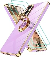 Vista 202 de Gritup Funda para Samsung Galaxy A14 5G: Funda para Samsung A14 2 piezas, protector de pantalla, soporte de anillo de rotación de 360°, soporte