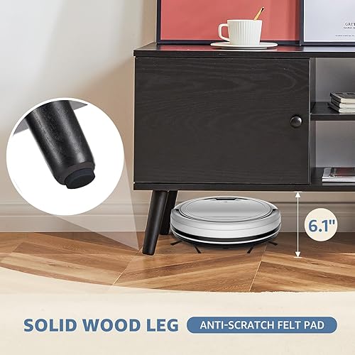 Miniatura 6 de DUMOS Soporte de TV para TV de 55 y 60 pulgadas, centro de entretenimiento con gabinete de almacenamiento, mesa consola multimedia moderna de