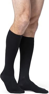 SIGVARIS Mens DYNAVEN Closed Toe Calf-High Socks 30-40mmHg - Large Short - Black