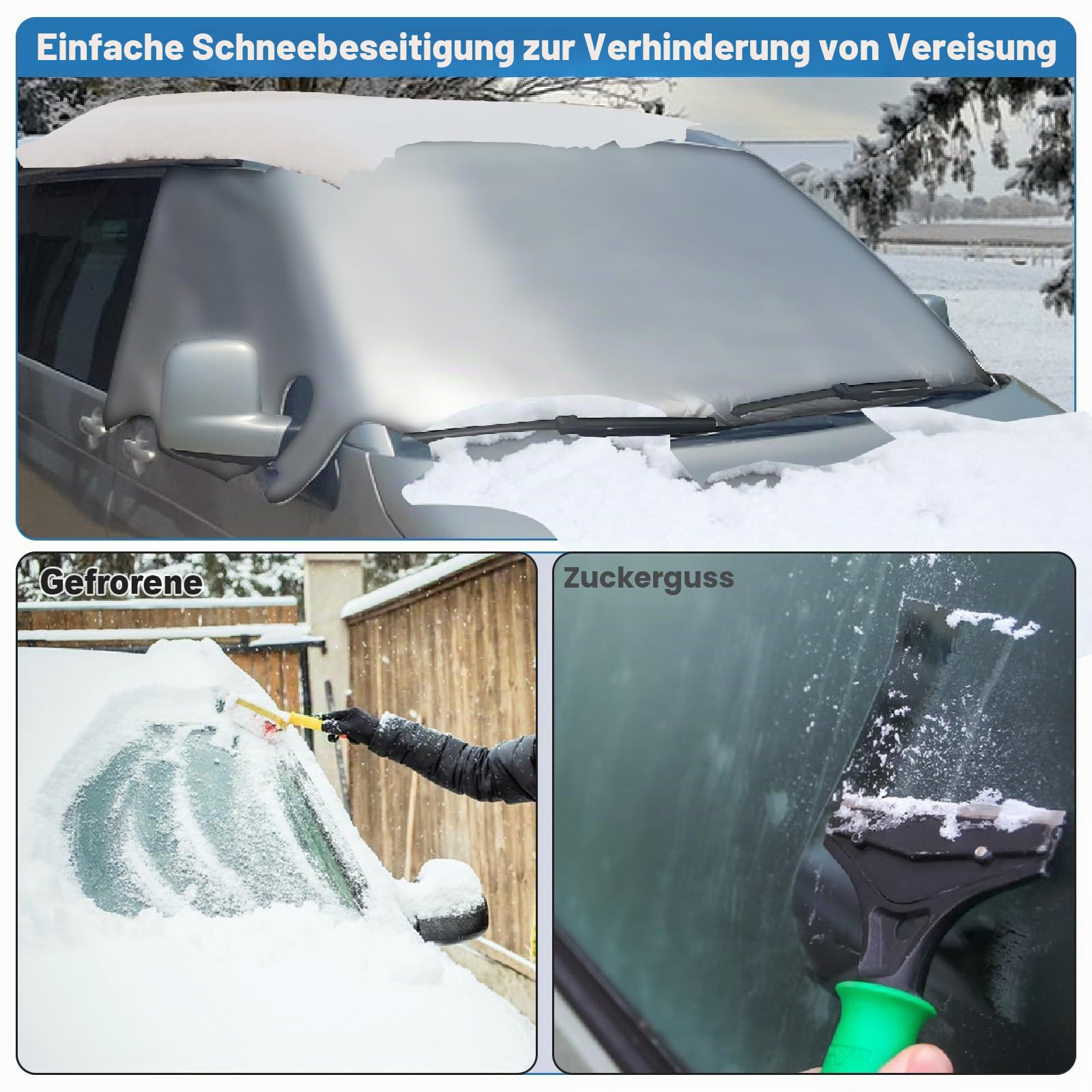 Windschutzscheibenabdeckung für Ford Transit Custom 2012-2022, Silber, faltbar, wetterfest, UV-Frost-Schnee-Eisschutz