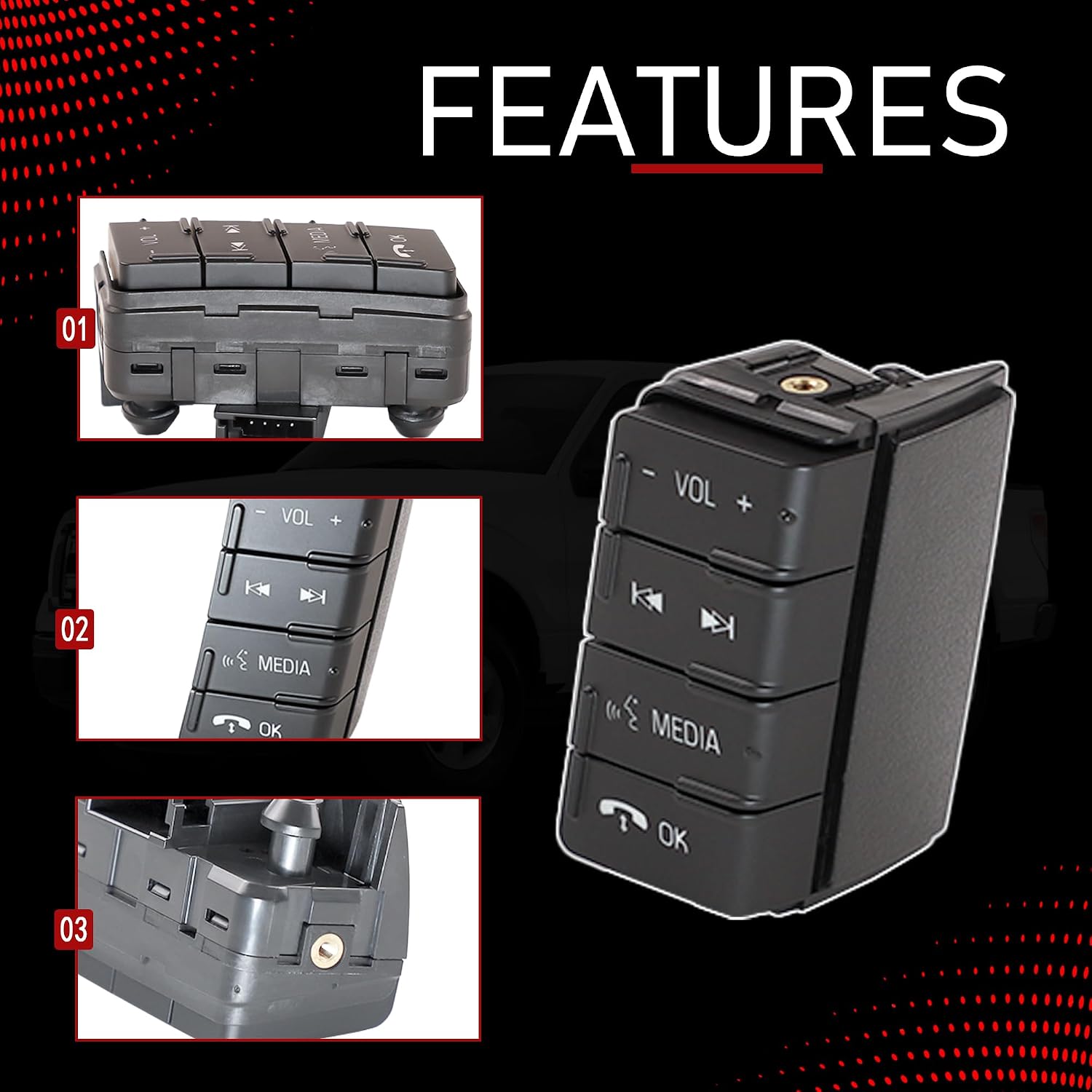 Right Side Steering Wheel Audio Control Switch Compatible with 2011-2014 Ford F-150 Replaces AL3Z9C888CA AL3Z-9C888-CA SW-6880 SW6880