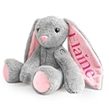 Custom Embroidered Plush Bunny with Name, Personalized Baby Plush Toys, Personalized Bunny Stuffed Animal, Toys for 1+ Years Old Girls, Easter Birthday Gifts for Baby Girls Boys Toddlers Newborn