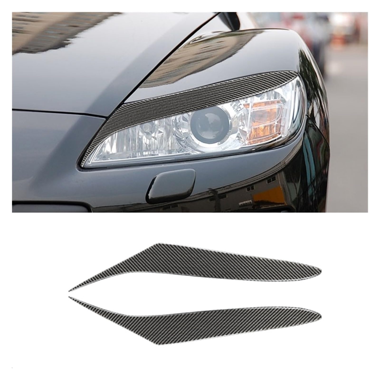 Sourcils Phare Fibre Carbone Qiilu Pour RX8 Coupé 2004-2008 - Garniture Lampe Avant Autocollante