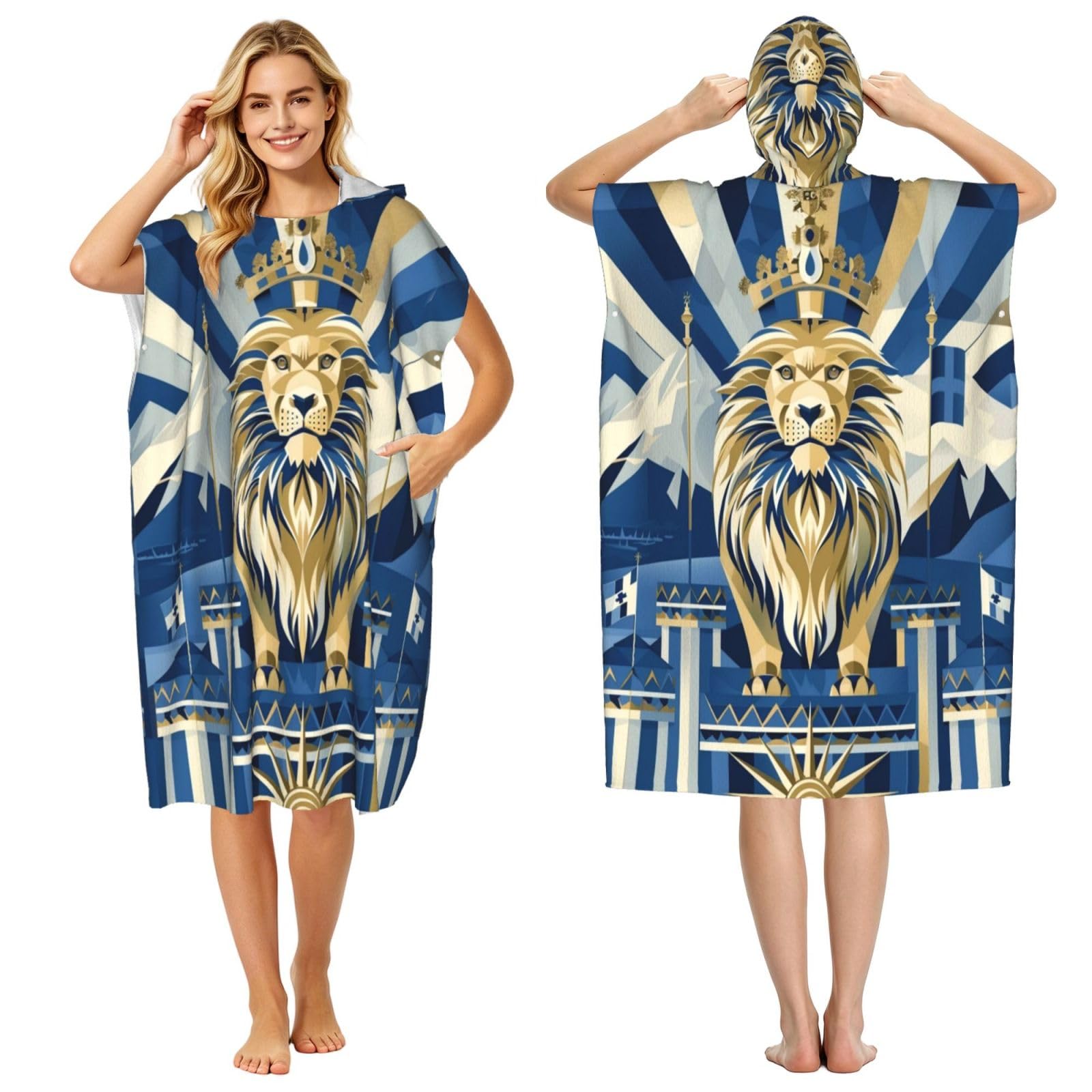 KLGRTJHK Zurich State Flag Adult Hooded Beach Poncho Towel 43"X35"