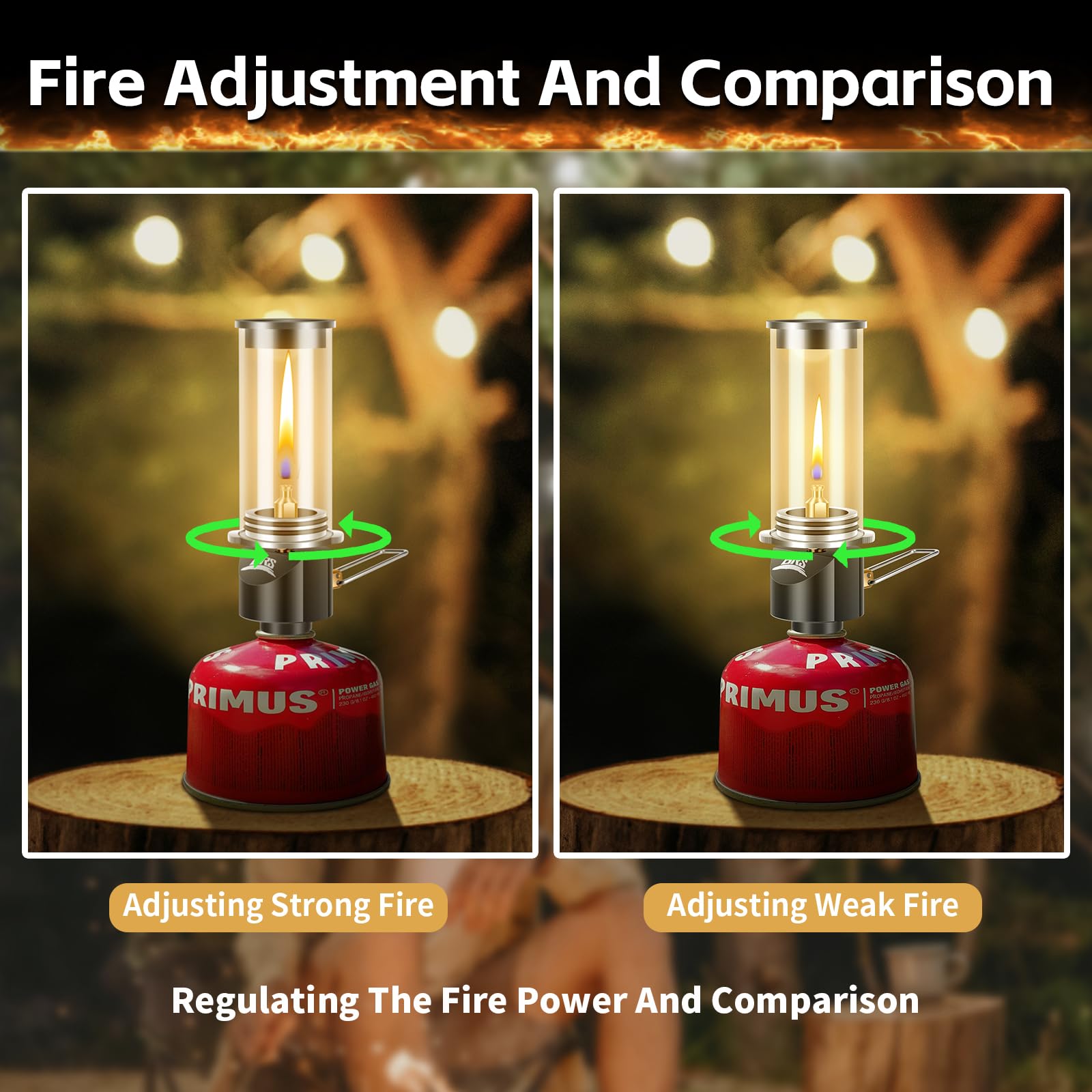 Tentock Gaslampe Sturmlaterne Gas Camping Lampe Winddichte Glasabdeckung Einstellbare Helligkeit Tragbar Angeln Wandern Bergsport Outdoor