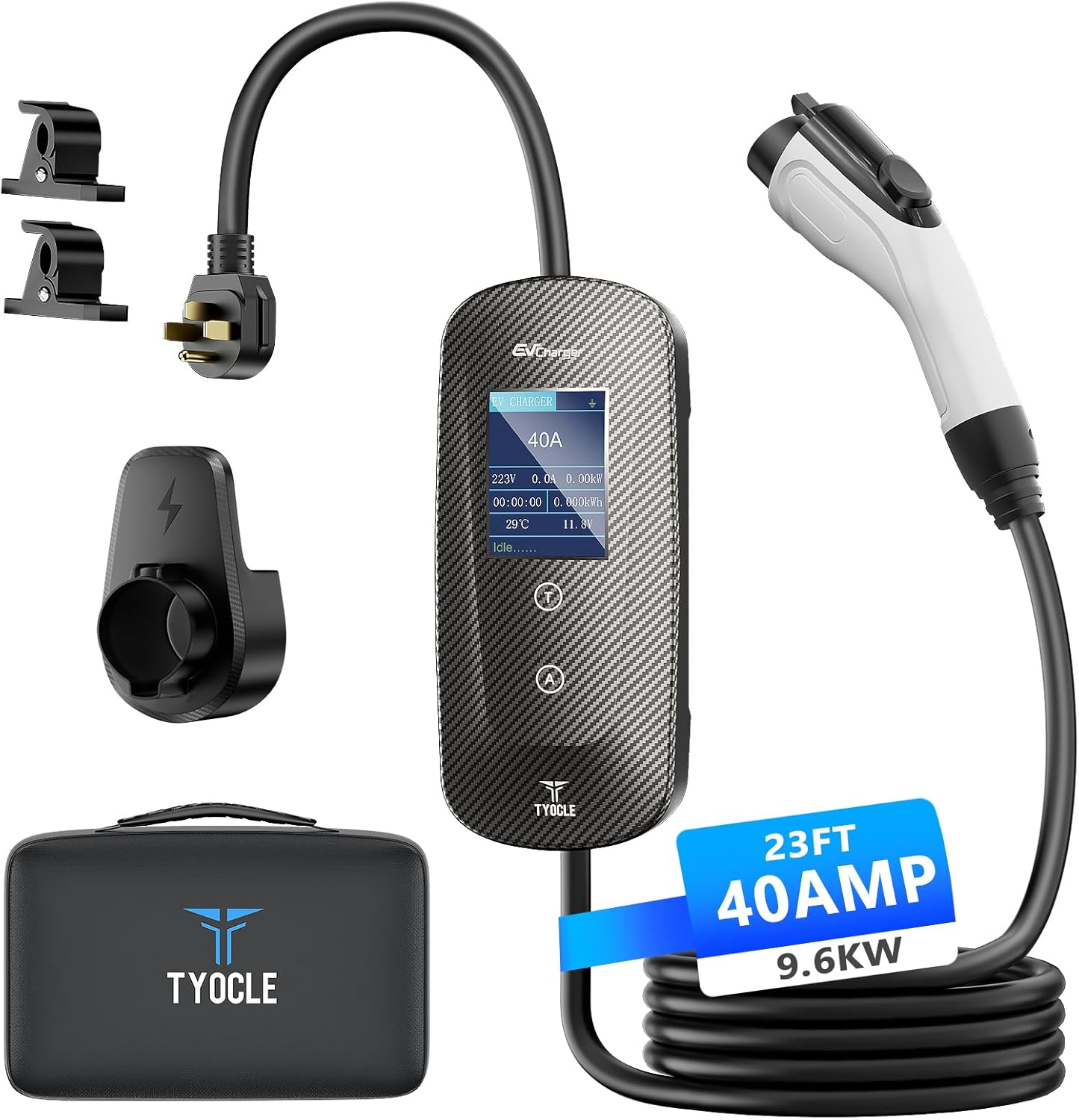 2025 new portable level 2 ev charger (40amp, 240v, nema 14-50p) with 23 ft cable. the mobile electric vehicle equipment works home car charging, offering charging for ev model