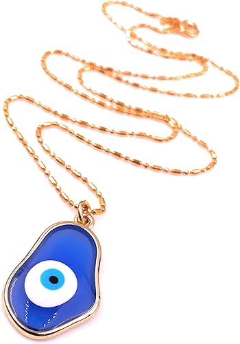 Collar con colgante de cristal azul de ojo malvado para mujer, chapado en oro de 18 quilates, joyería de protección de cadena