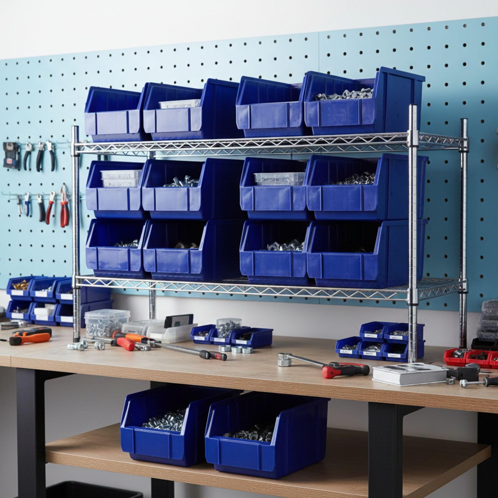 8 Stück Sichtboxen – Stapelbare Aufbewahrungsboxen aus PP (Polypropylen), verschiedene Größen, Lagerboxen für Werkstatt, Keller, Büro & Haushalt (335 × 209 × 152 mm (02))