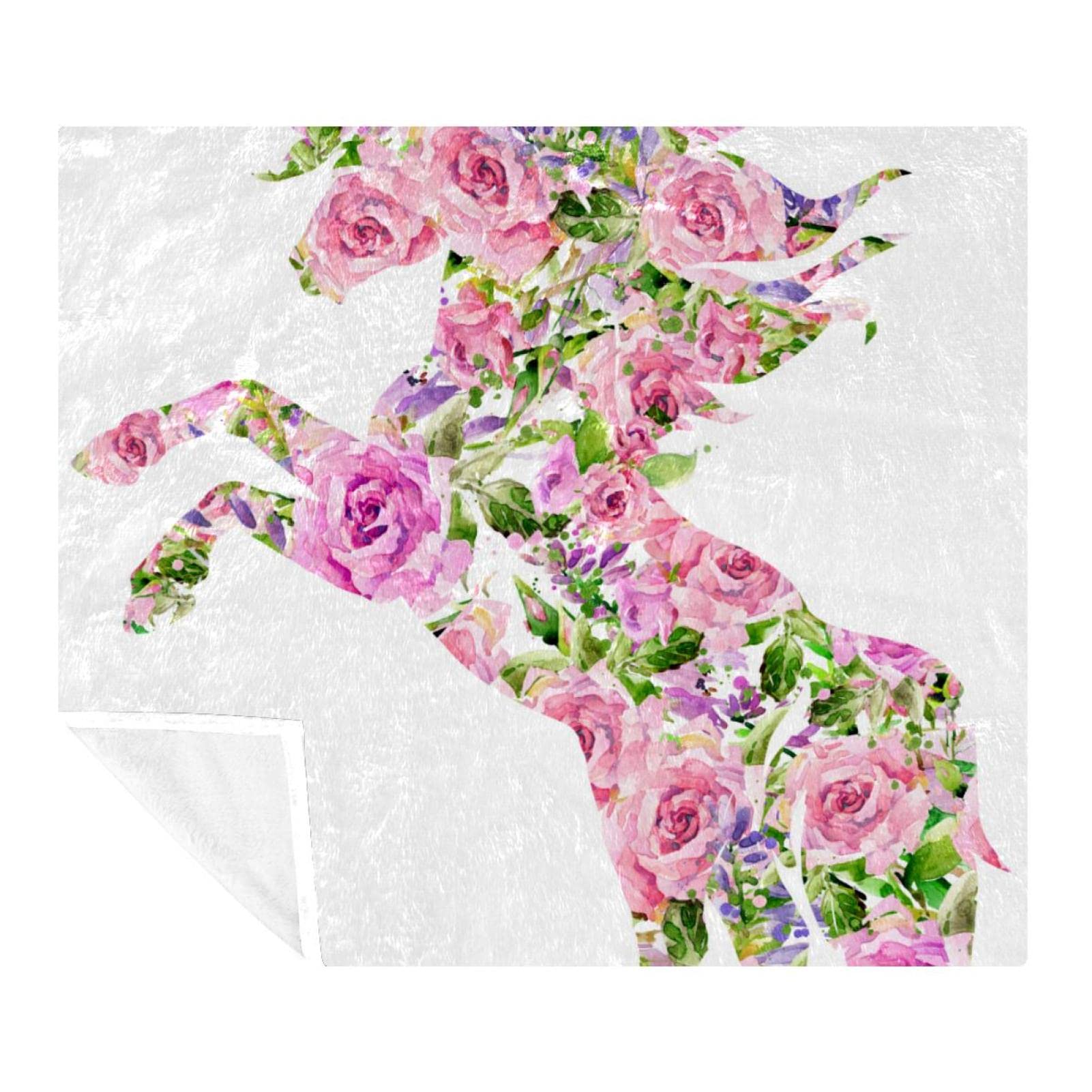 Couverture polaire rose licorne pour lit et canapé de chambre