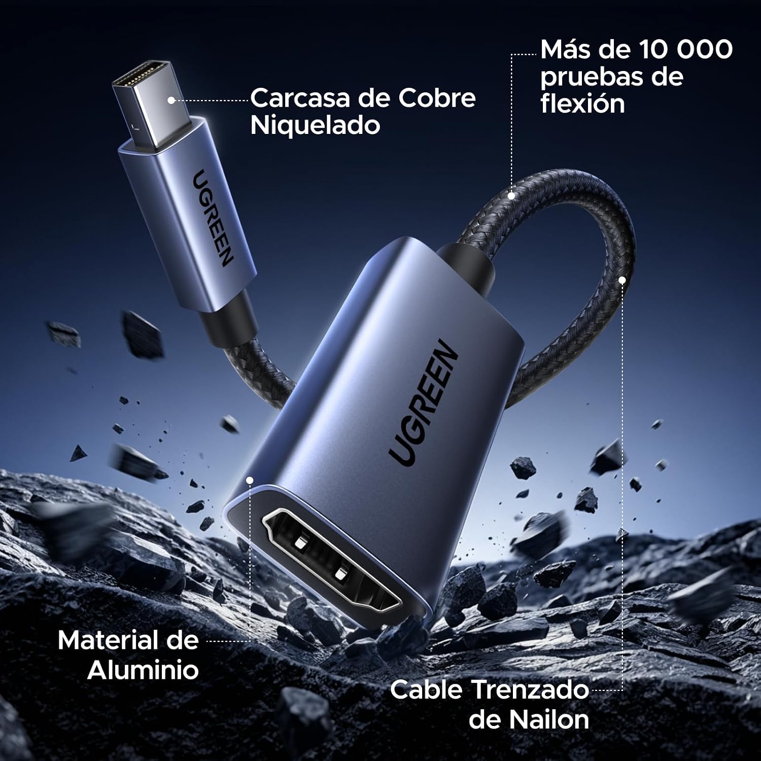 UGREEN 4K 30Hz Mini DisplayPort a HDMI Adaptador Thunderbolt 1/2 Unidireccional Convertidor Mini DP a HDMI 2K 60Hz 1080P 120Hz Compatible con Mac Mini MacBook Air Pro Monitor HDTV Proyector (1 Pieza) 7