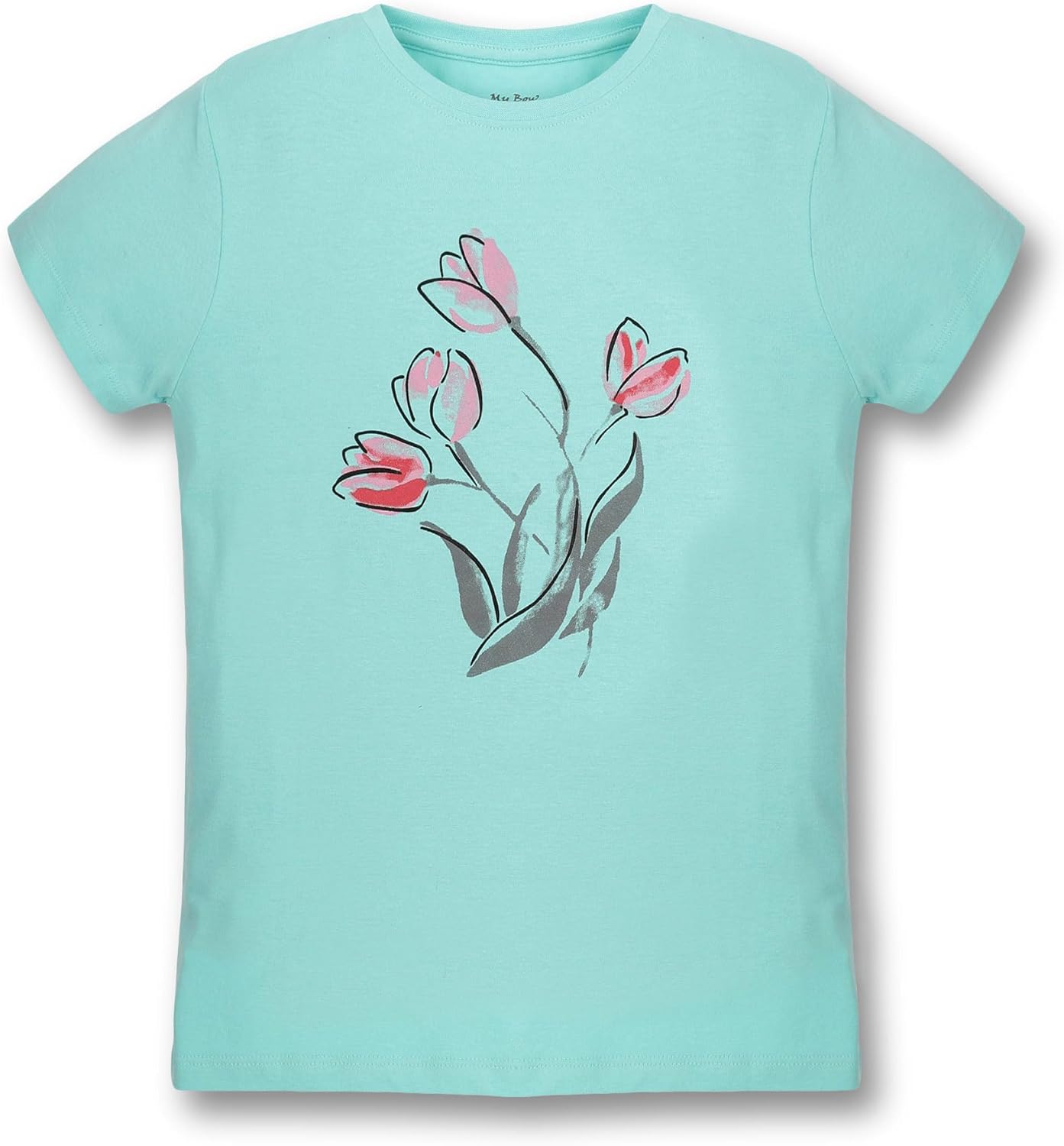 My Bow Girls Cotton Short Sleeve T-Shirt, Green, Orange red, Turquoise (US, Age, 4 Years, 14 Years, Cotton) - Image 5