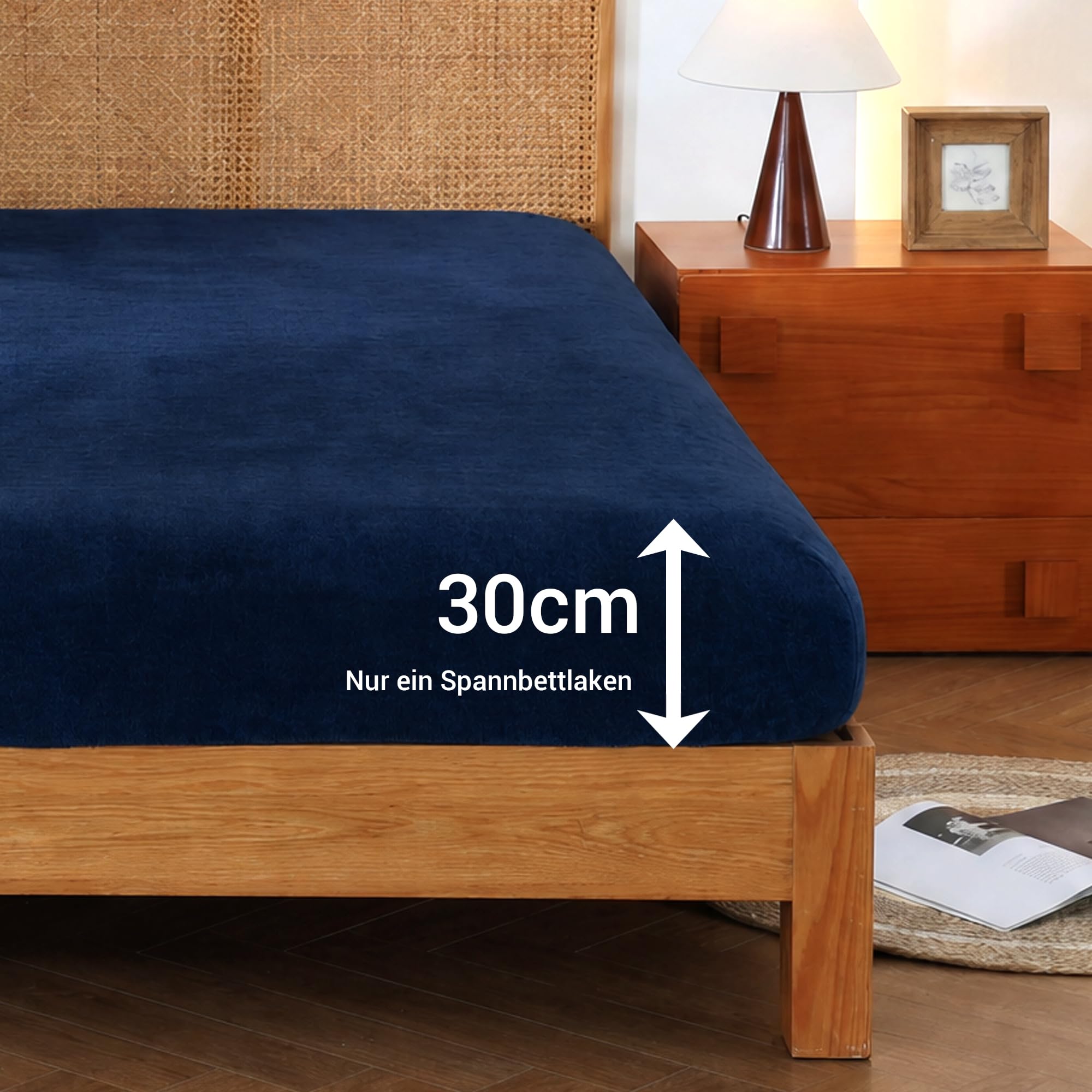Softan Lenzuolo con angoli in peluche, 140-160 x 200 cm, profondità 30 cm