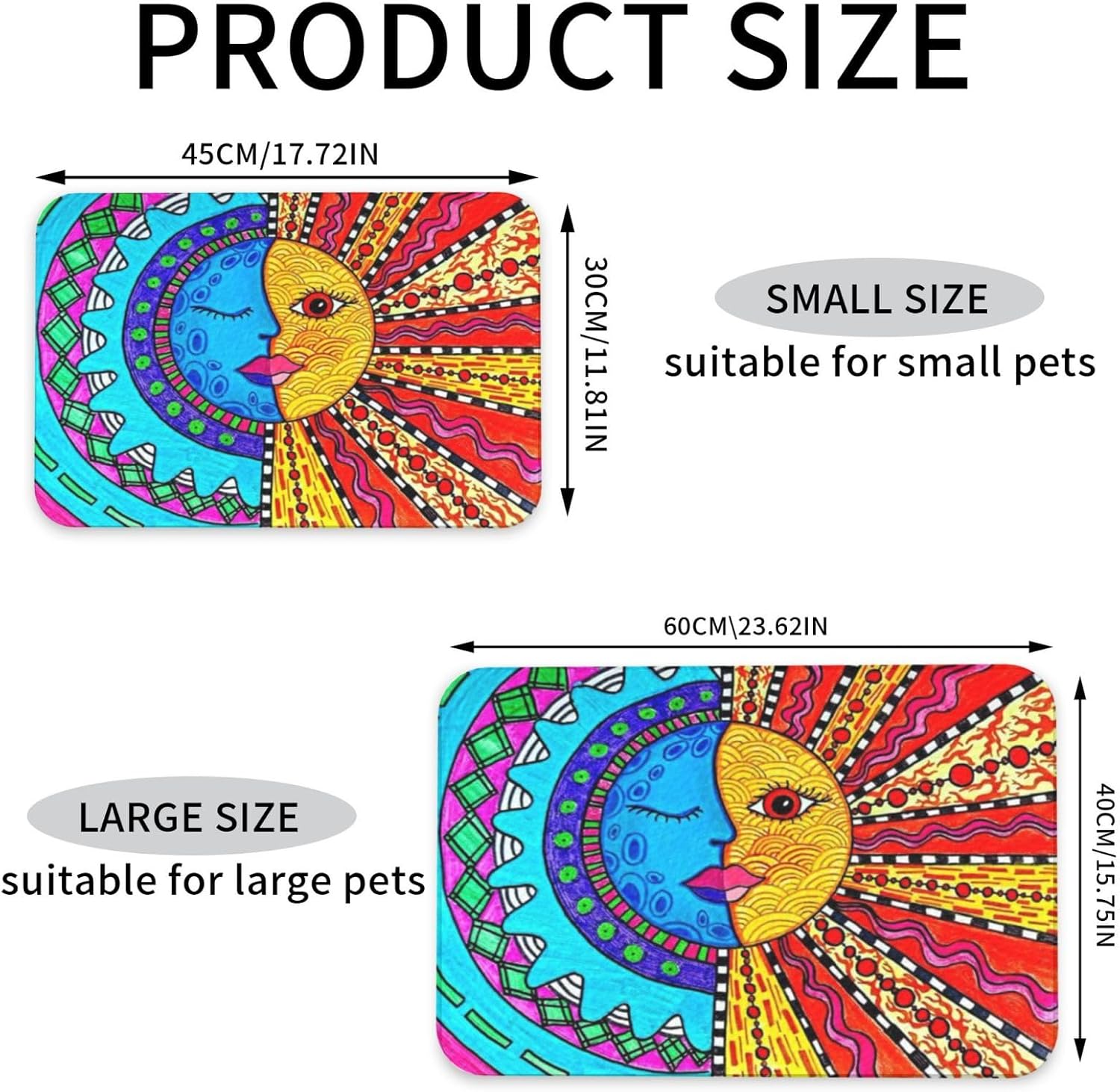 The Triple Moon Goddess Sun Pet Feeding Mat-Absorbent Quick Dry Pet Cat Dog Food Mat Non Slip Waterproof Rubber Dish Placemat