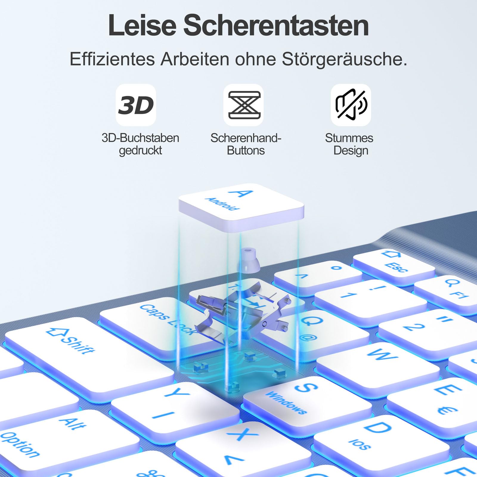 drivego Tastatur Hülle mit Maus for iPad A16 11/10 Generation (11/10.9 Zoll 2025/2022), Bluetooth Magnetisch Beleuchtete Keyboard, Hülle mit Panzerglas Schutzfolie for iPad 11. 10. Gen, Blau Grau