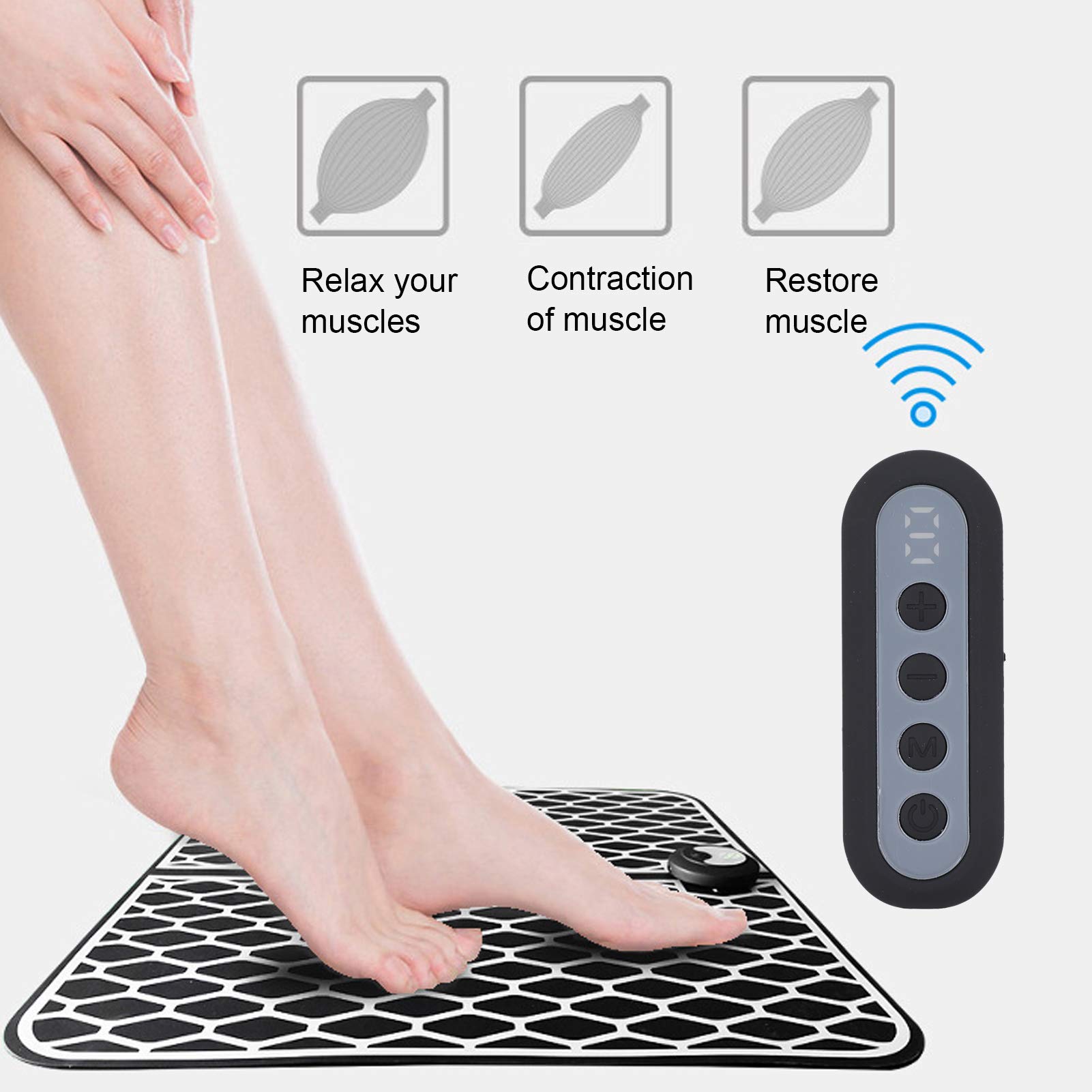 Masseur de pieds avec machine rechargeable par USB - Tapis de massage électrique pliable et portable - Favorise la circulation sanguine - Soulage les douleurs musculaires - Facile à utiliser pour la