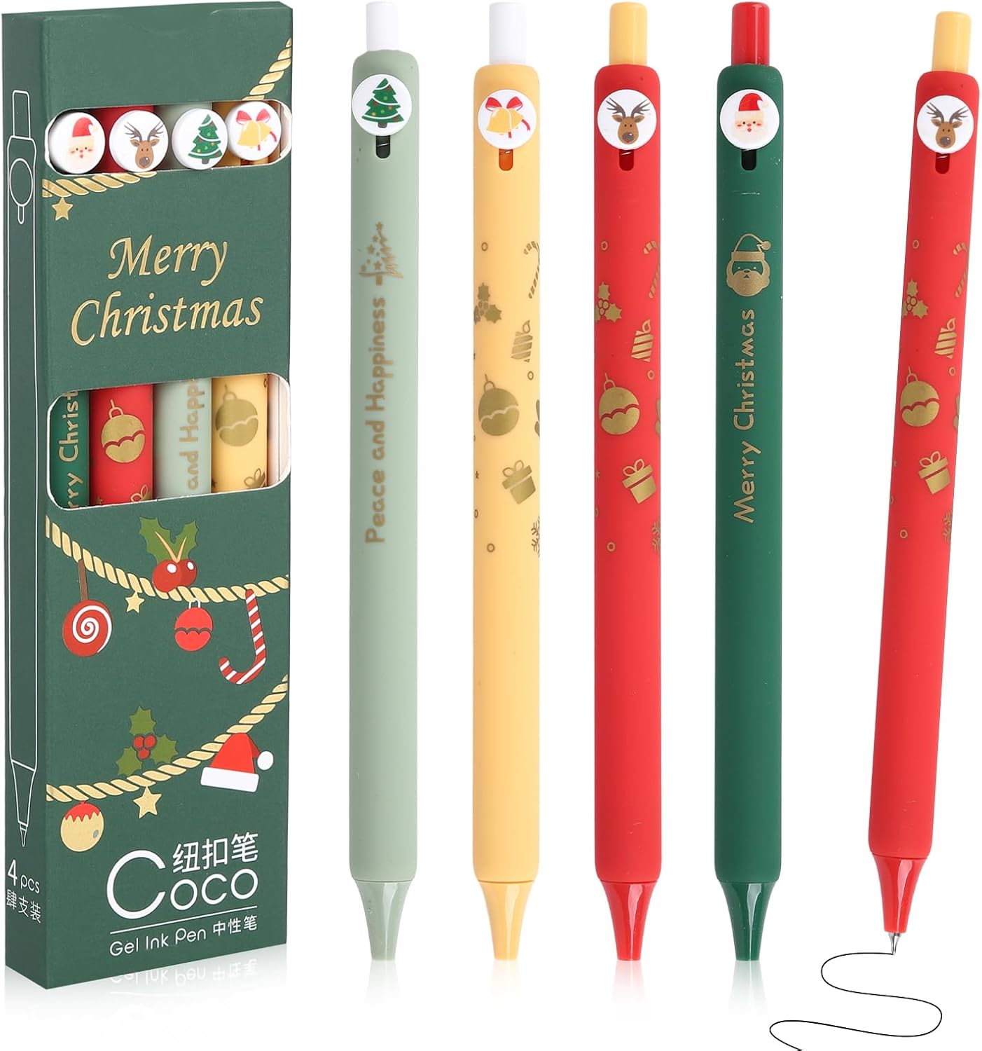 Feelhap Weihnachts Kugelschreiber Set - 36 Stück 6-farbig Mit Motiven