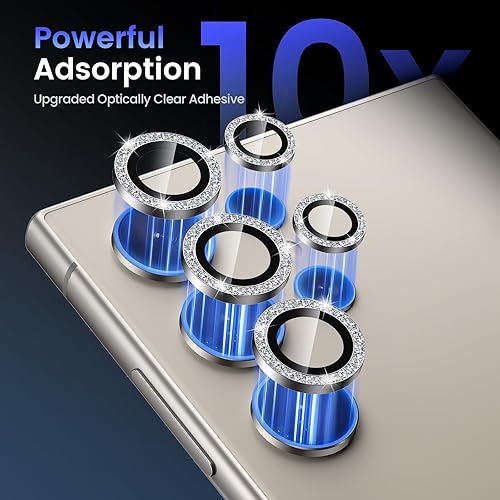 Miniatura 6 de Tensea Protector de lente de cámara Samsung Galaxy S24 Ultra 5G, protector de pantalla de vidrio templado 9H, anillo individual de metal para S24
