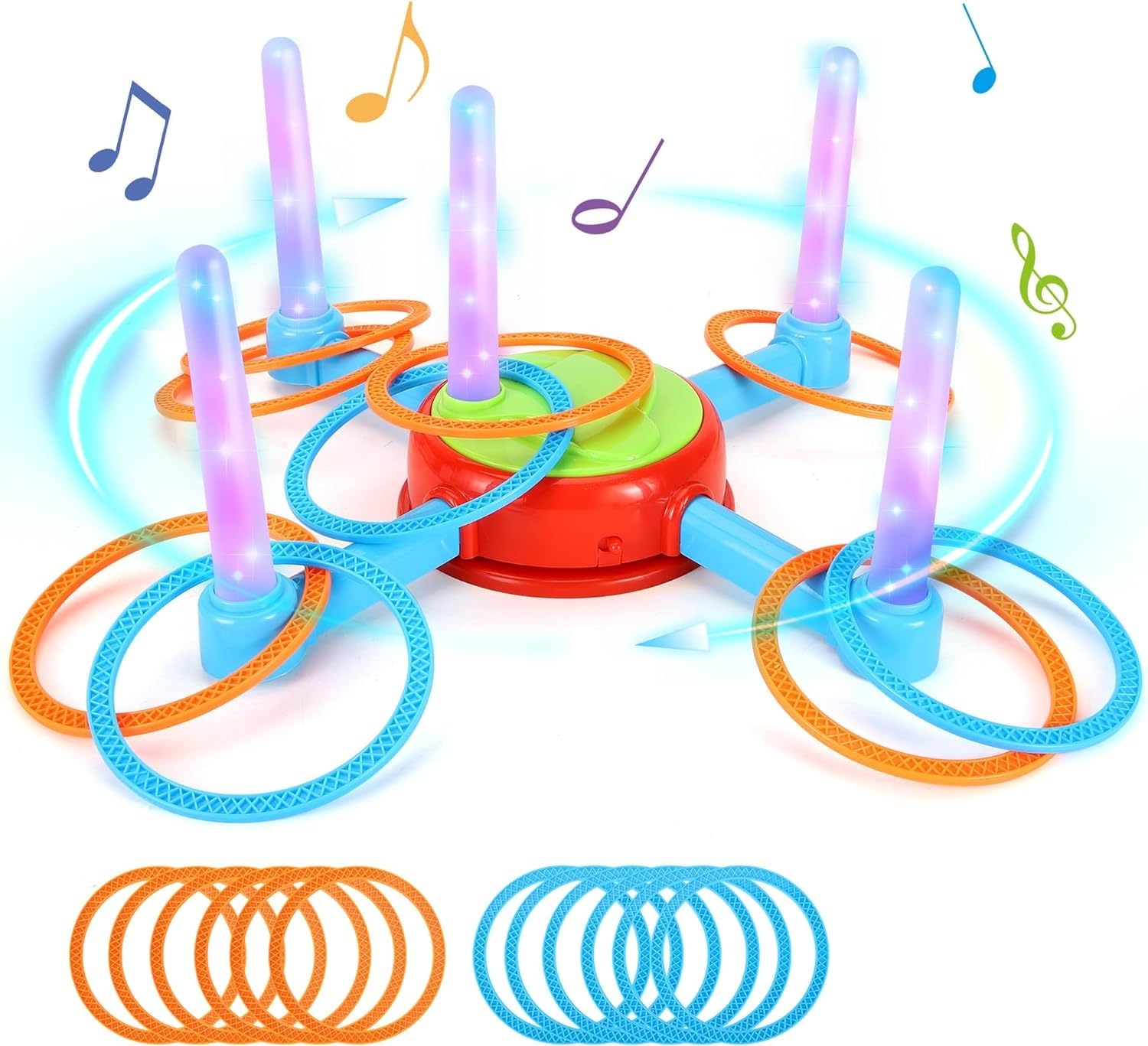Musical Ring Toss Game for Kids Ages 4 5 6 7 8 9 10 11 12 13 14 15 Years Indoor and Outdoor Yard Games – LED Light and Music Revolves Fun Family Game for Adult Musical Ring Toss Game for Kids Ages 4 5 6 7 8 9 10 11 12 13 14 15 Years Indoor and Outdoor Yard Games – LED Light and Music Revolves Fun Family Game for Adult