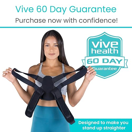 Miniatura 9 de Vive Corrector de postura para mujeres y hombres - Soporte superior de espalda para cifosis - Alivio del dolor para cuello y hombro - Soporte