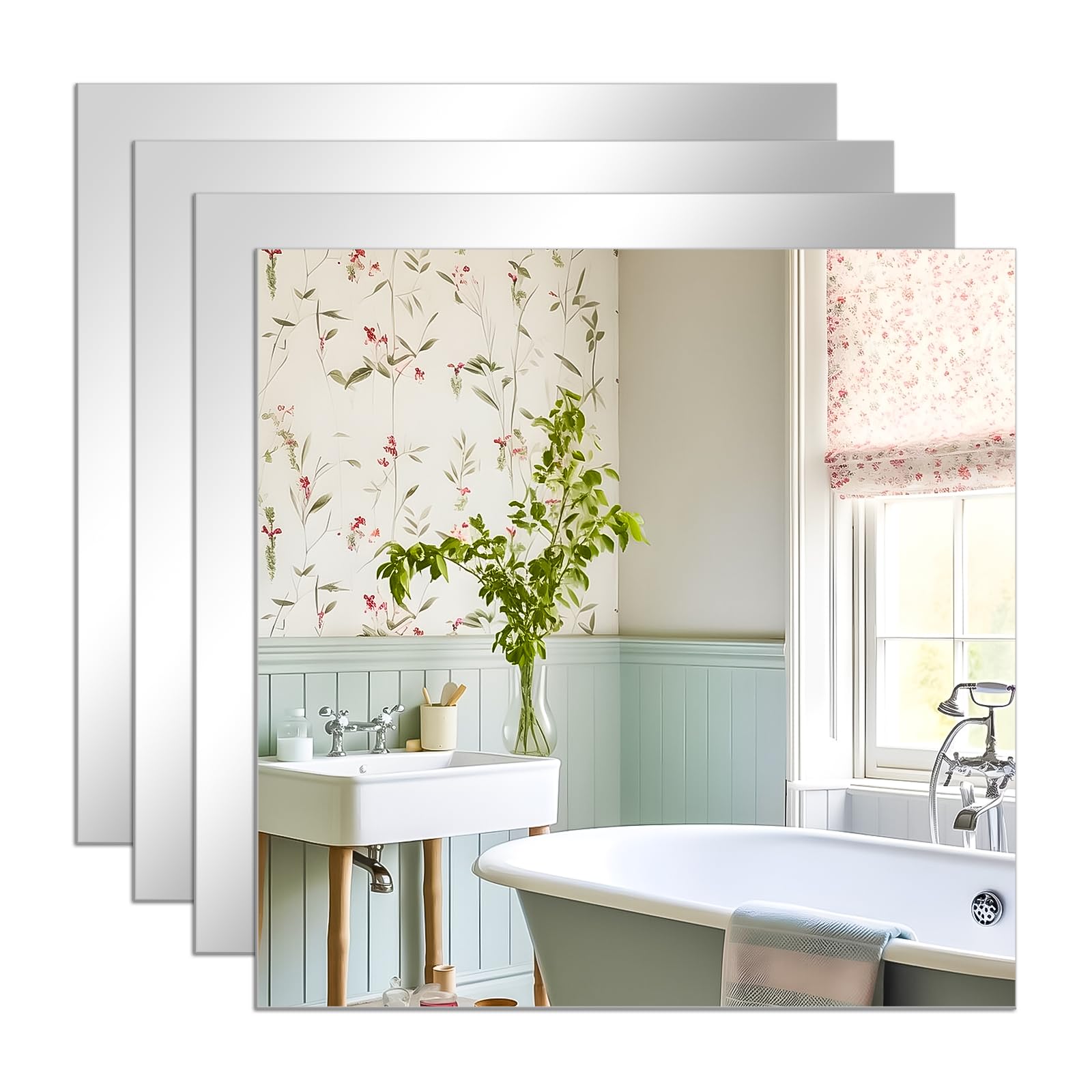 Newpop 4 Specchi Autoadesivi 30x30cm | Puzzle Decorativi Per Parete Con Angoli Arrotondati | Ideali Per Bagno/Camera - Foto 9