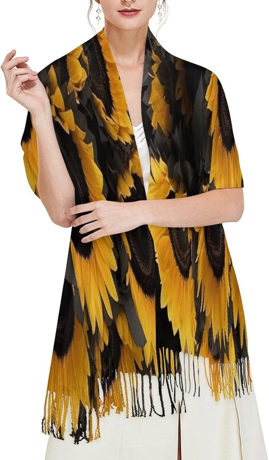 A Bouquet of Black Sunflowers Scarf for Women Men Soft Warm Fashion Blanket Scarves Classic Cashmere Feel Scarf Long Shawl Large Scarves Cold Weather Thick Blanket Scarfs