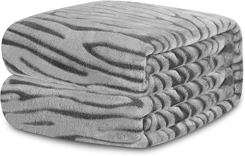Miniatura 7 de MACEVIA - Manta de forro polar para sofá con decoración de jirafa borrosa, manta con estampado 3D de cebra, ligera, acogedora, cómoda, súper suave,