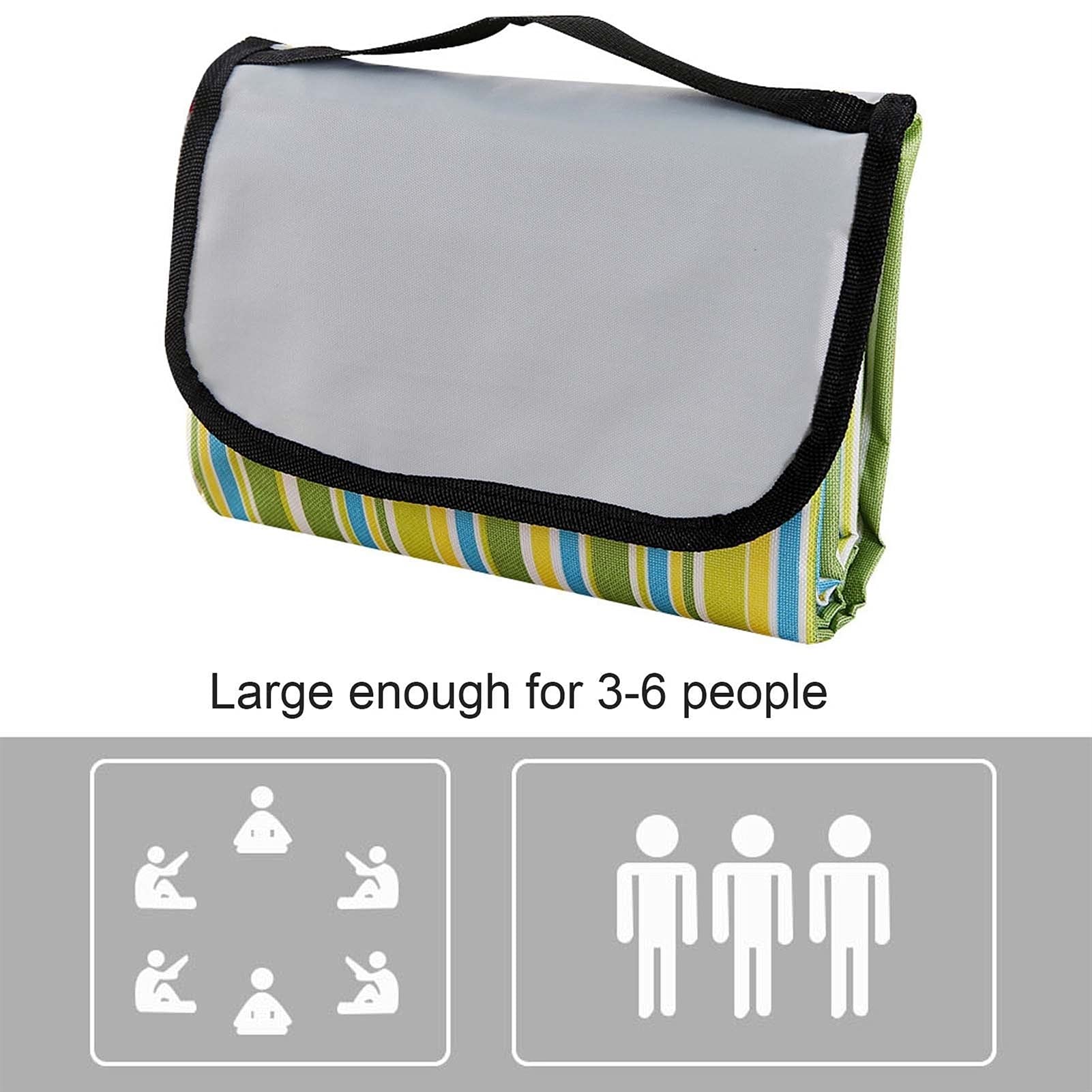 Tapis de Pique Nique, 150x200 CM Couverture Pique Niques Imperméable, Natte de Plage Nappe Picnic pour Extérieur Voyages Parc Jardin (Color : Green Stripe)
