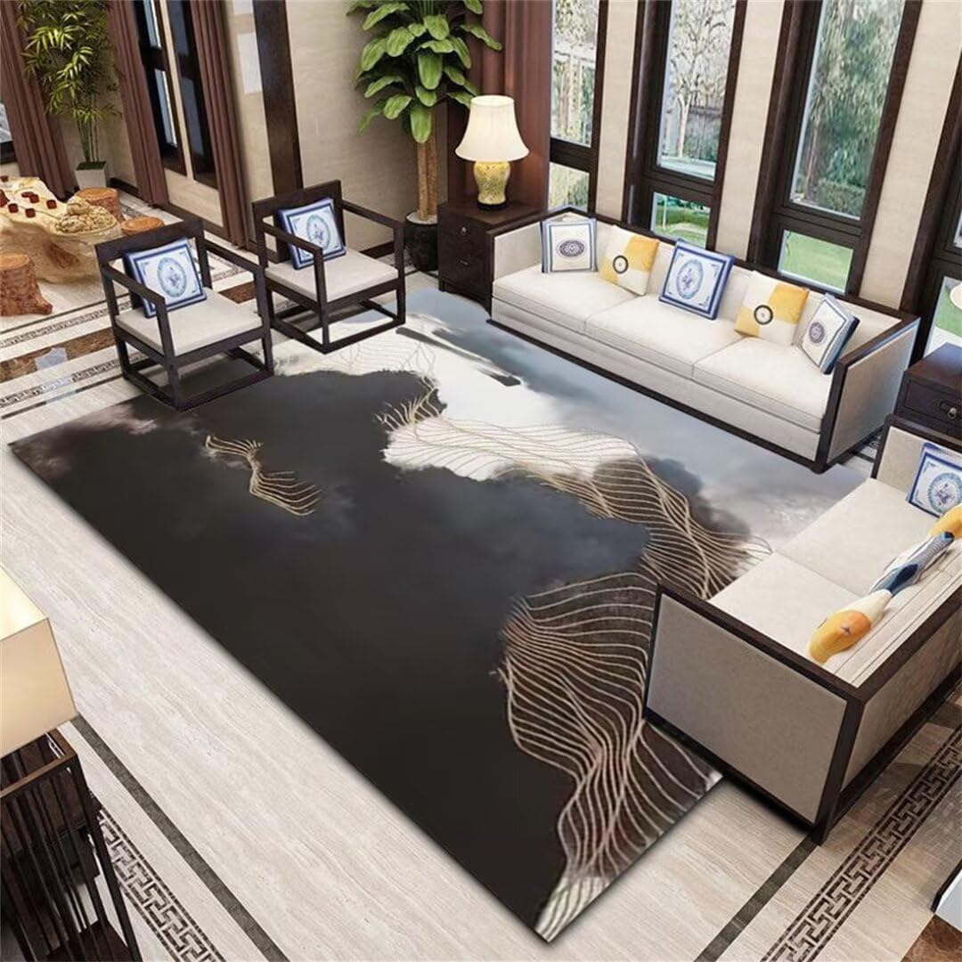 Tapis pour salon et studio au motif abstrait gris pour espace moderne