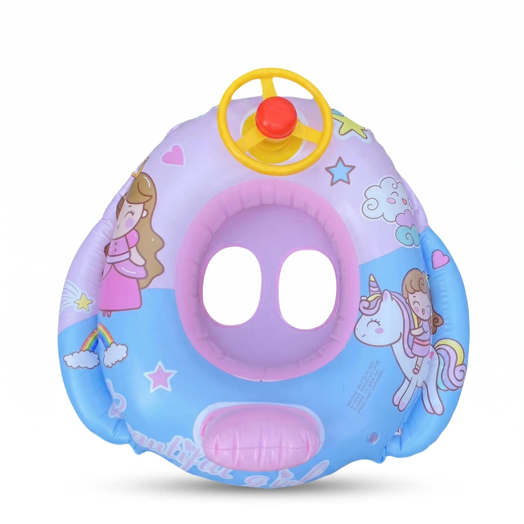 HUANYO Car-Shaped Kids Swim Ring with Safety Lock & Anti-Slip Handles – Inflatable Pool Float for Toddlers 2-6 Years, Bright Colour Baby Swimming Ring for Beach, Pool & Bathtub (pink)