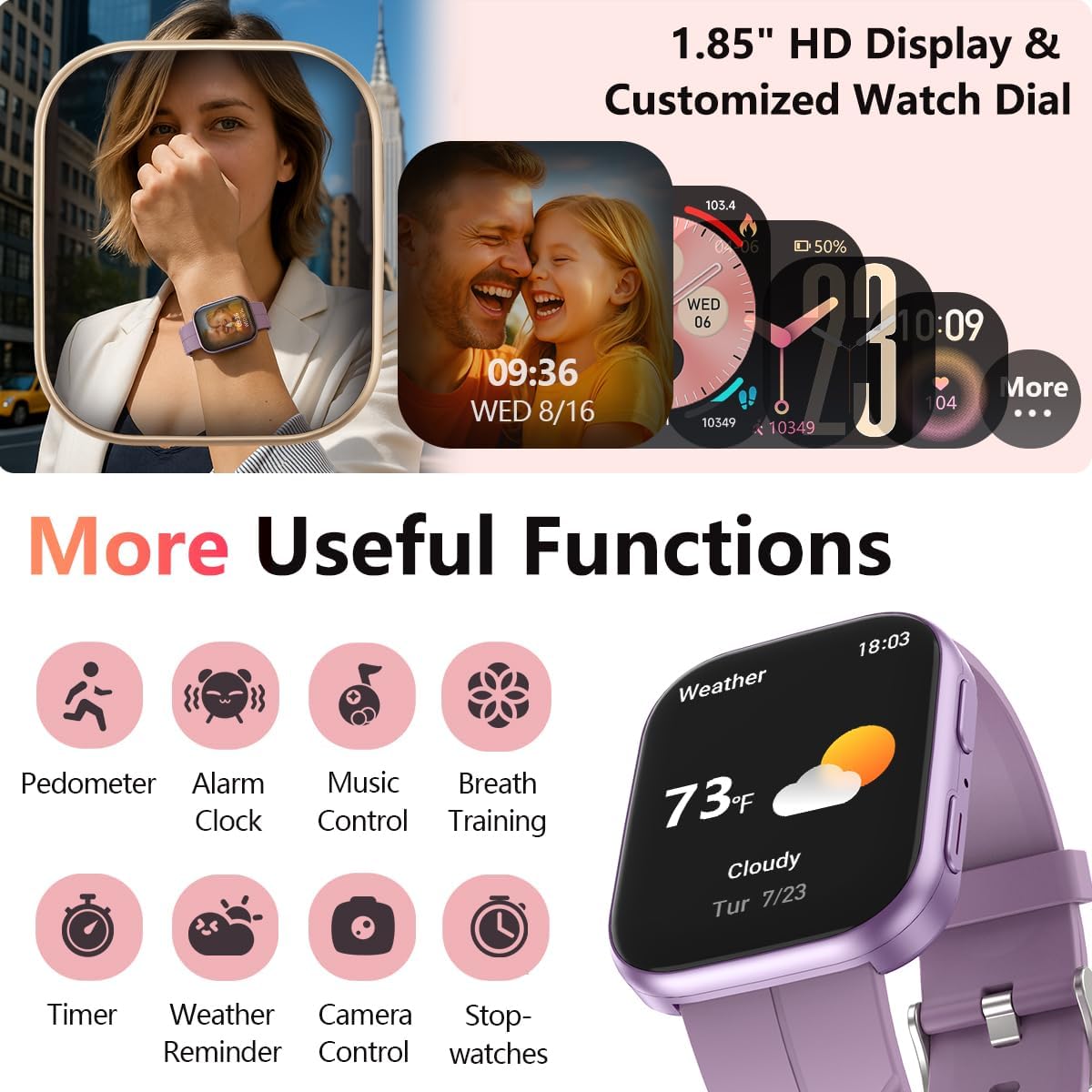 MorePro Fitness Tracker with 24/7 Heart Rate & Blood Pressure Monitor, Smart Watch with Blood Oxy-gen, Sleep Tracking, Fitness Watch 120+ Sports Modes, Answer/Make Calls for Men and Women