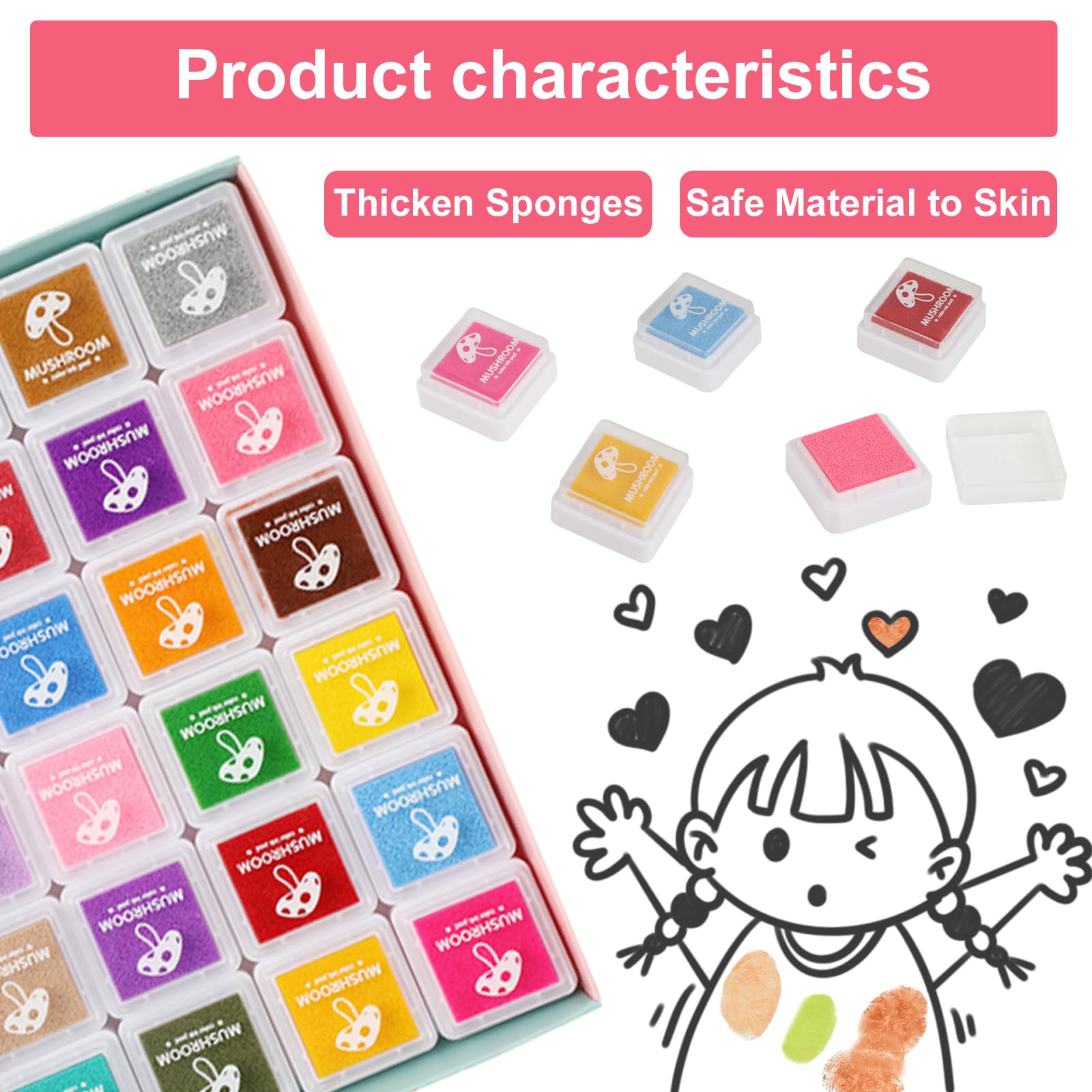 Timbri Per Bambini Tampons Encreurs WeddHuis 12 Couleurs - Encre Lavable Non Toxique Enfants Activité Créative Scrapbooking