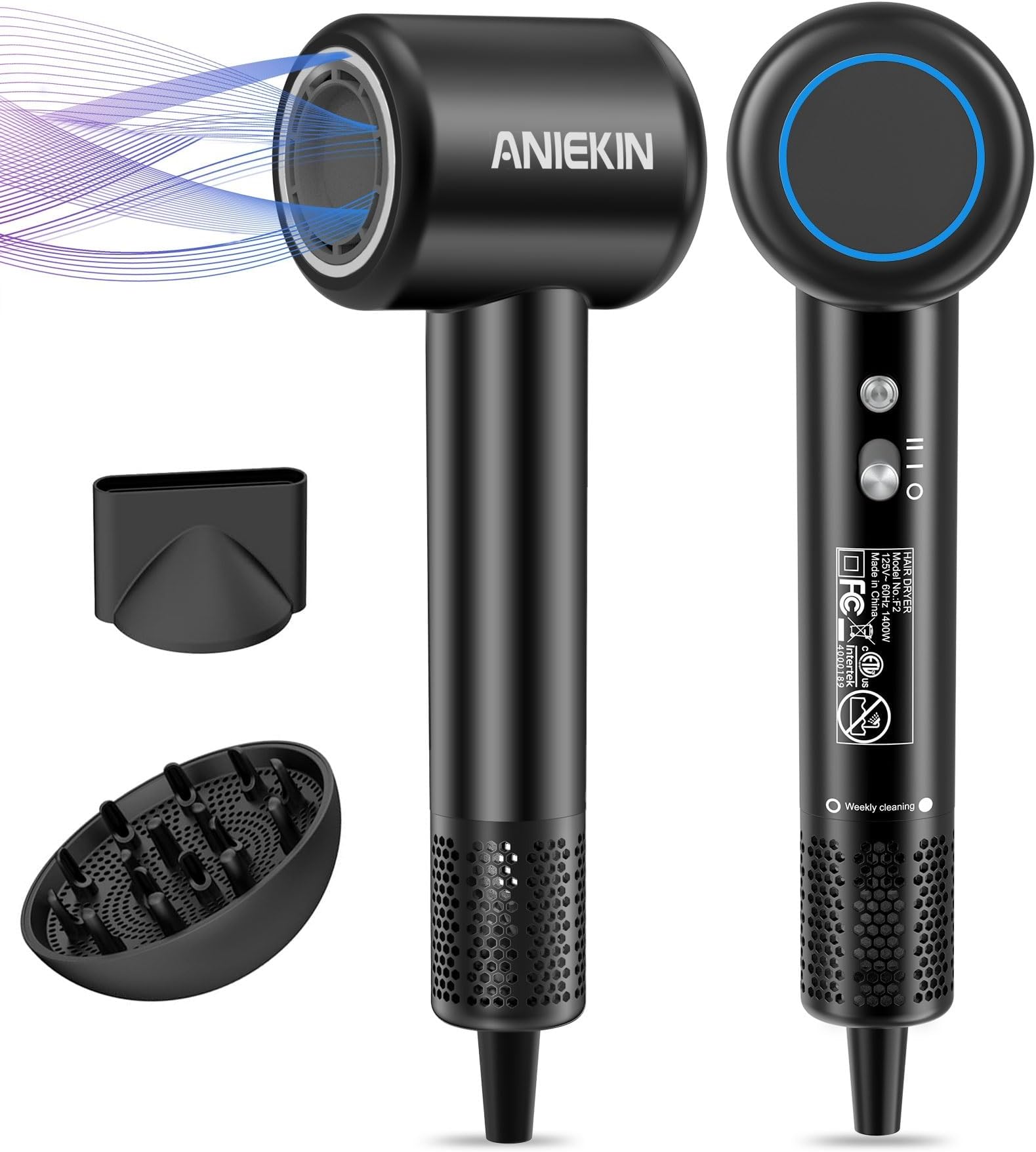 - Hair Dryer, High-Speed Ionic Low Noise Blow Dryer with Brushless Motor for Fast Drying, Thermo-Control Quiet Compact Hair Blow Dryer with Magnetic Diffuser for Curly Hair for Home Travel Salon