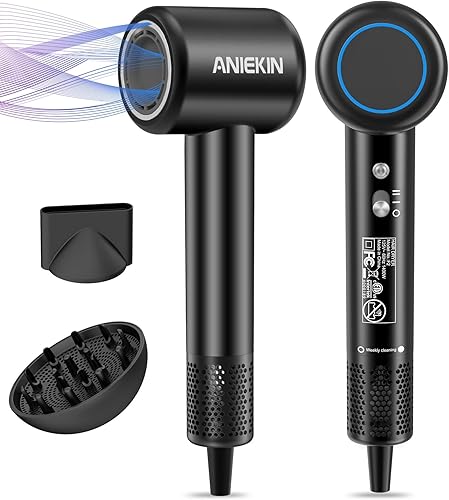 Secador de pelo, secador de pelo iónico de alta velocidad de bajo ruido con motor sin escobillas para secado rápido, secador de pelo compacto