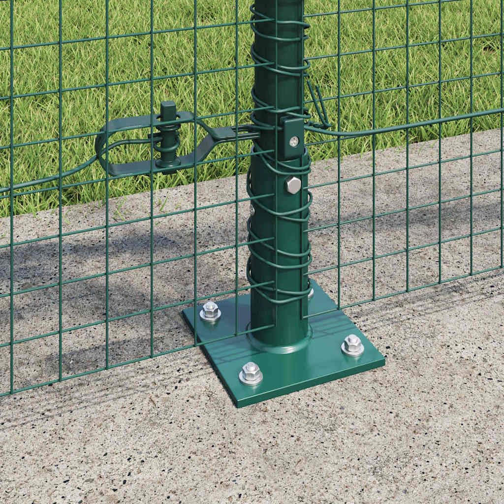 Recinzione metallica saldata da 10 x 1 m, con 5 lastre di cemento, recinzione da giardino in acciaio rivestito in PVC, rete verde per esterni