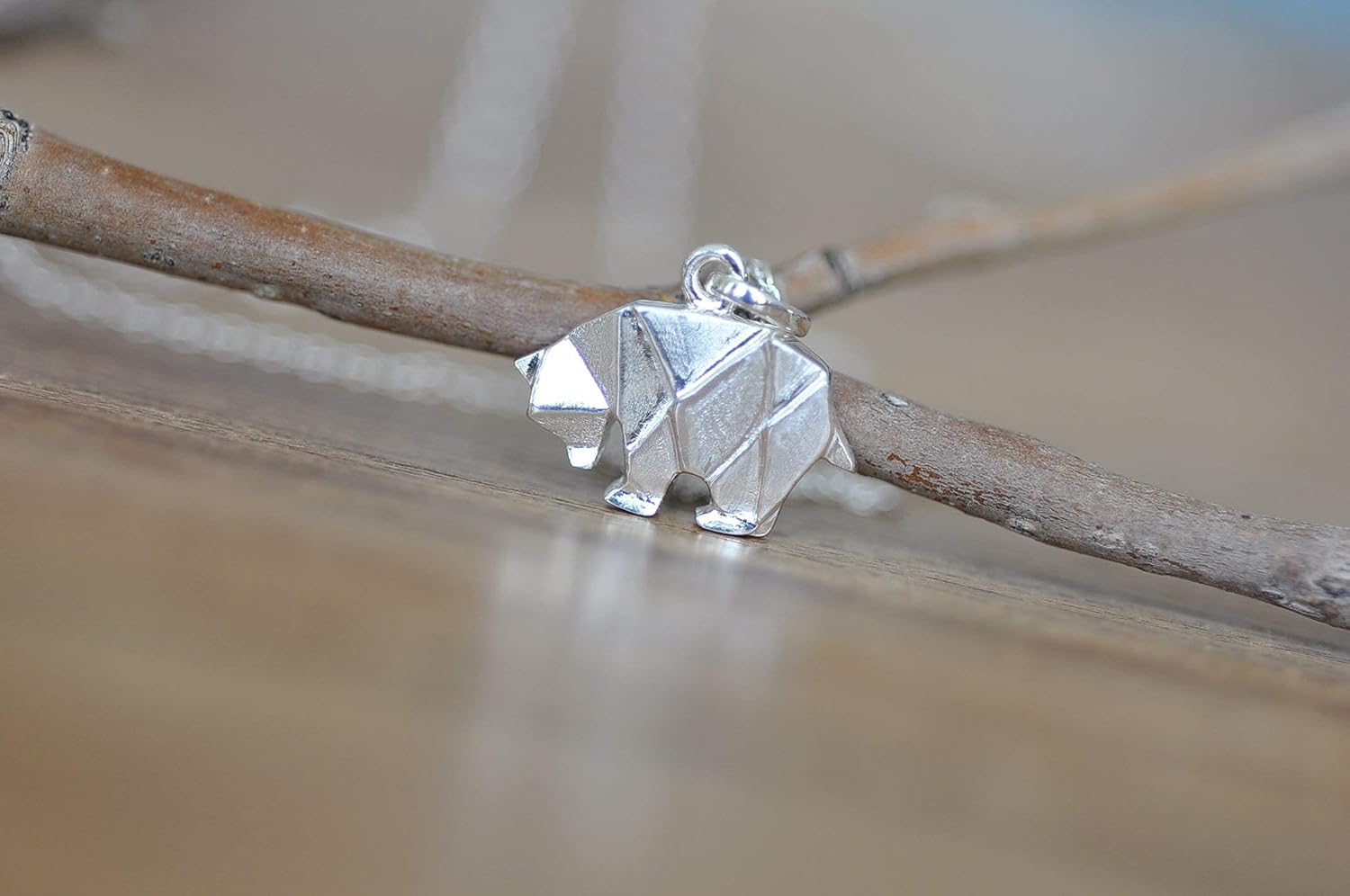 Origami Bear Necklace in Sterling Silver with 18 Inch Chain - Image 5
