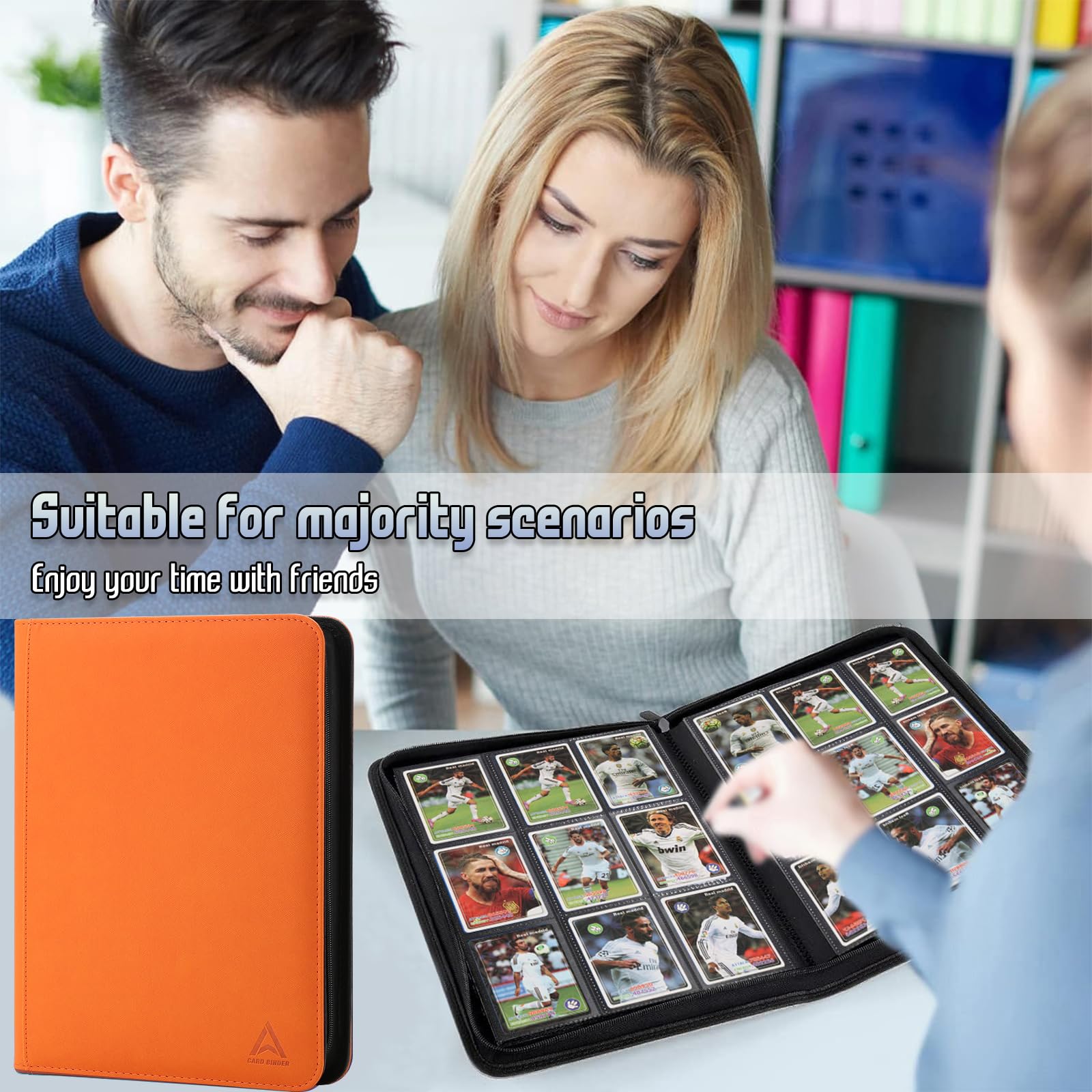Arkeiliy Carpeta de tarjetas de 9 bolsillos, bolsillos de doble cara con 30 fundas, soporte para tarjetas coleccionables con cremallera de alta calidad, álbum de coleccionista con capacidad para 540
