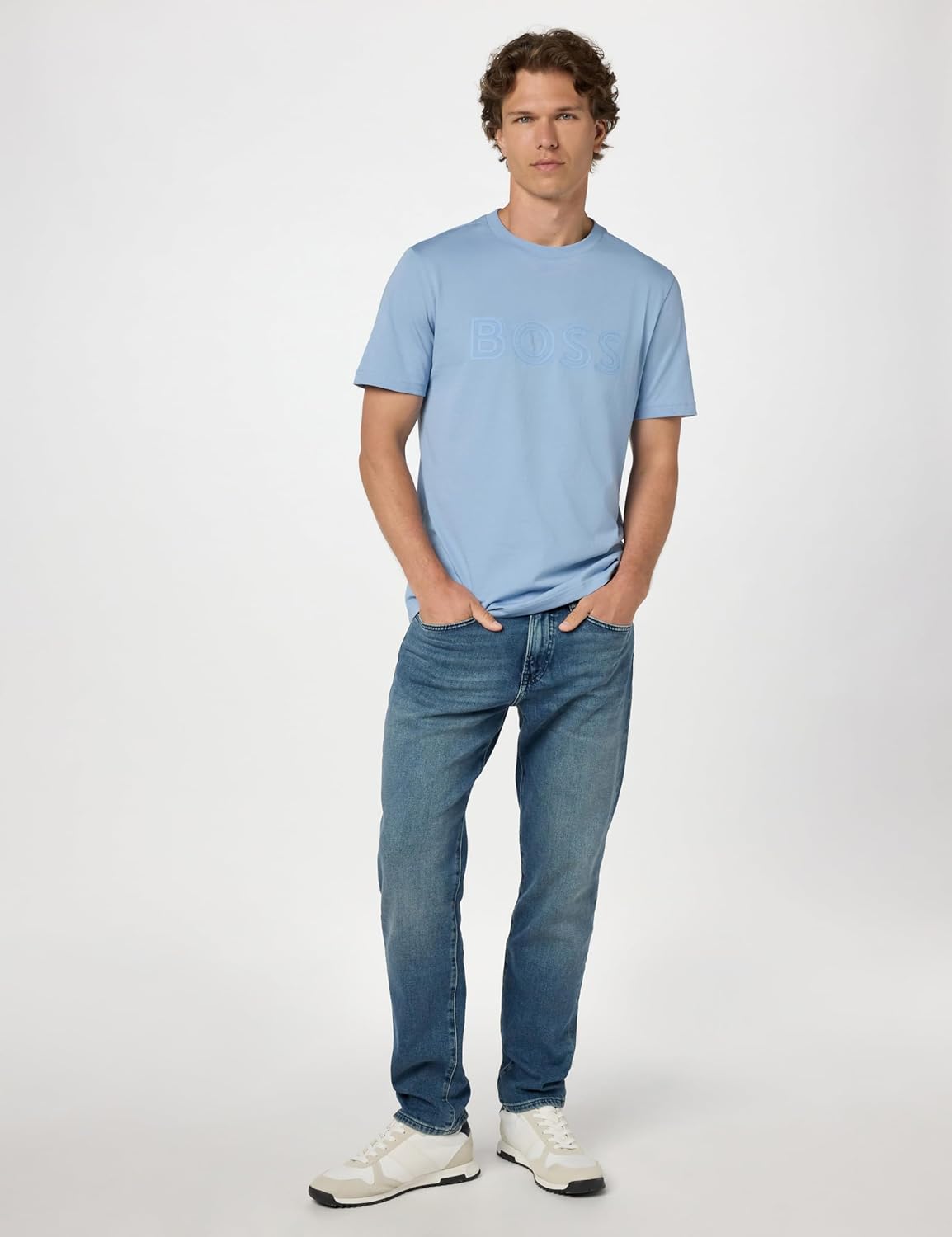 BOSS Mens Outlined Logo Crew Neck T-Shirt - Image 6