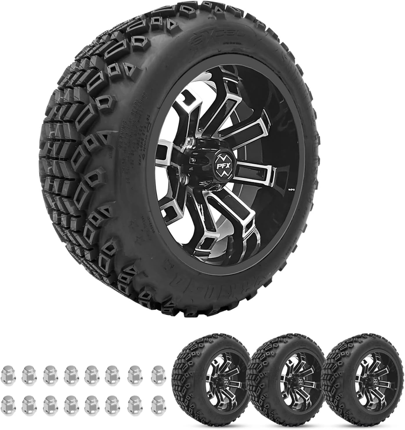 ProFormX Recluse 14" Golf Cart Wheels and Tires Combo