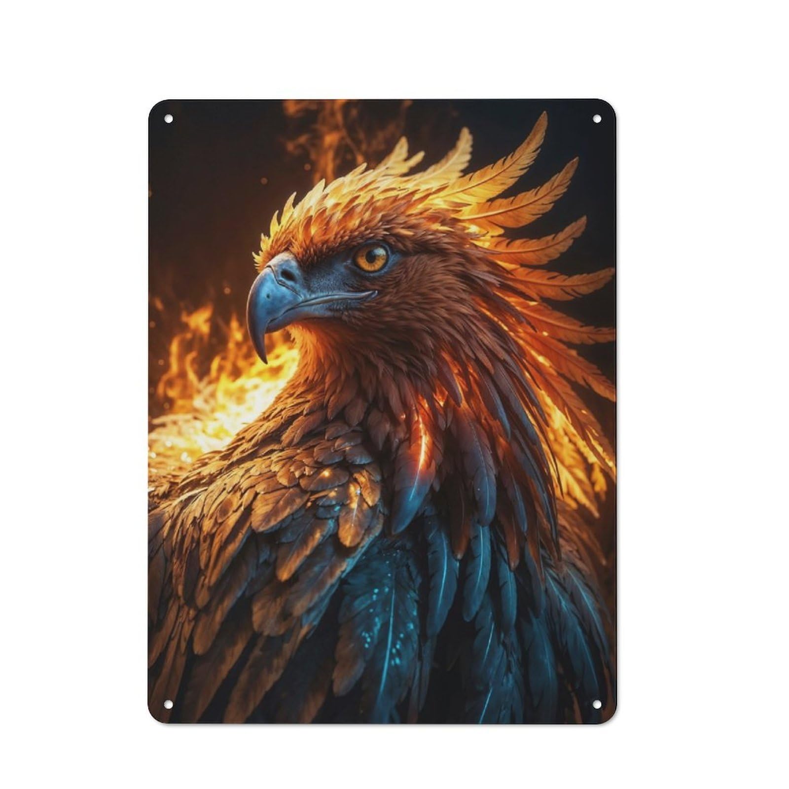 Junmoney Golden Eagle In Flames Vintage Tin Sign 40X30cm With For Café Or Restaurant, For Kitchen, Dining Room And Home Bar Wall Decor