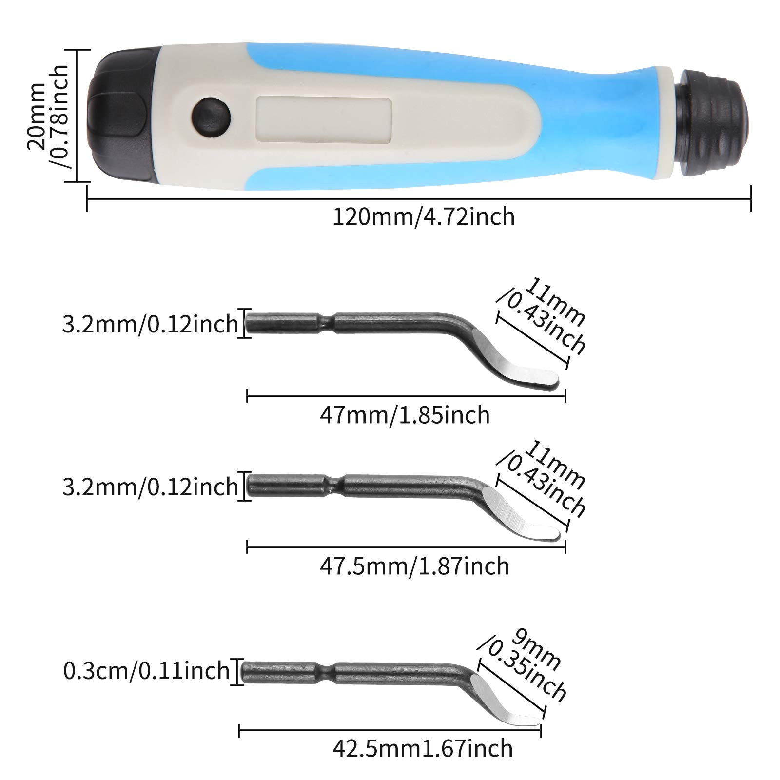 Outils D'ébavurage avec Poignée Aluminium 140mm Stylo Ebavureur avec 15
