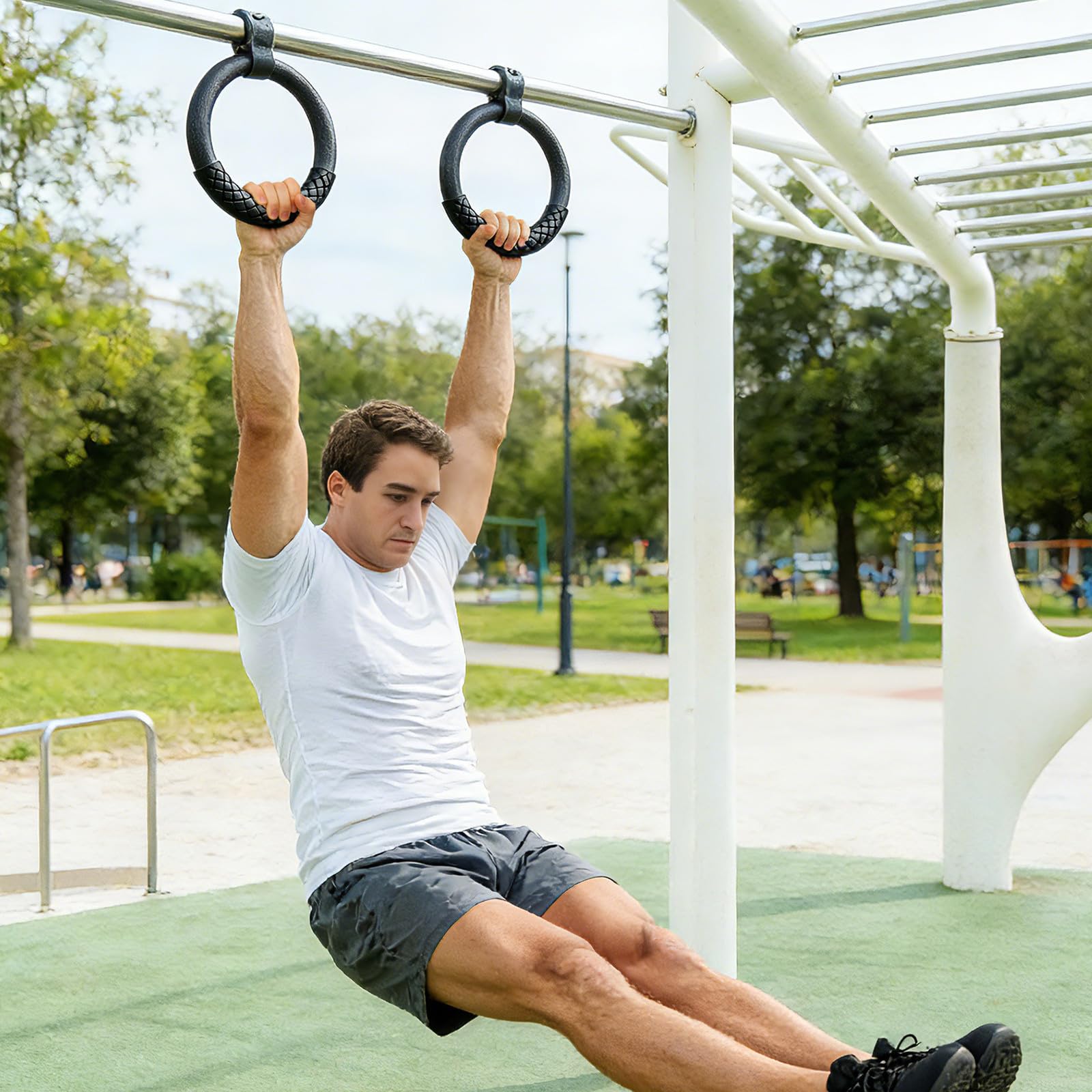 Anillos 1 Par Negros Abs de Gimnasia para Entrenamiento en Casa