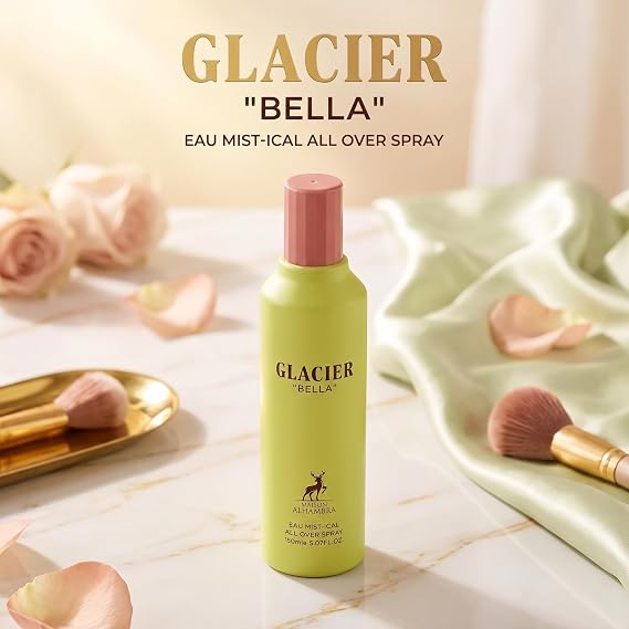 Maison Alhambra Glacier Bella Fruity, Fresh, Sweet, Vanilla All Over Spray Long-Lasting Fragrance for Women, 5.07 Ounce / 150 ml