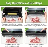 Vacuum Sealer, Vacuum Sealer with Vacuum Bags, 6 in 1 Vacuum Sealer for Dry, Moisture, Fresh, Foil Sealing Machine with Built-in Cutter with 30 Vacuum Bags and 1 Roll of Vacuum Roll - 3