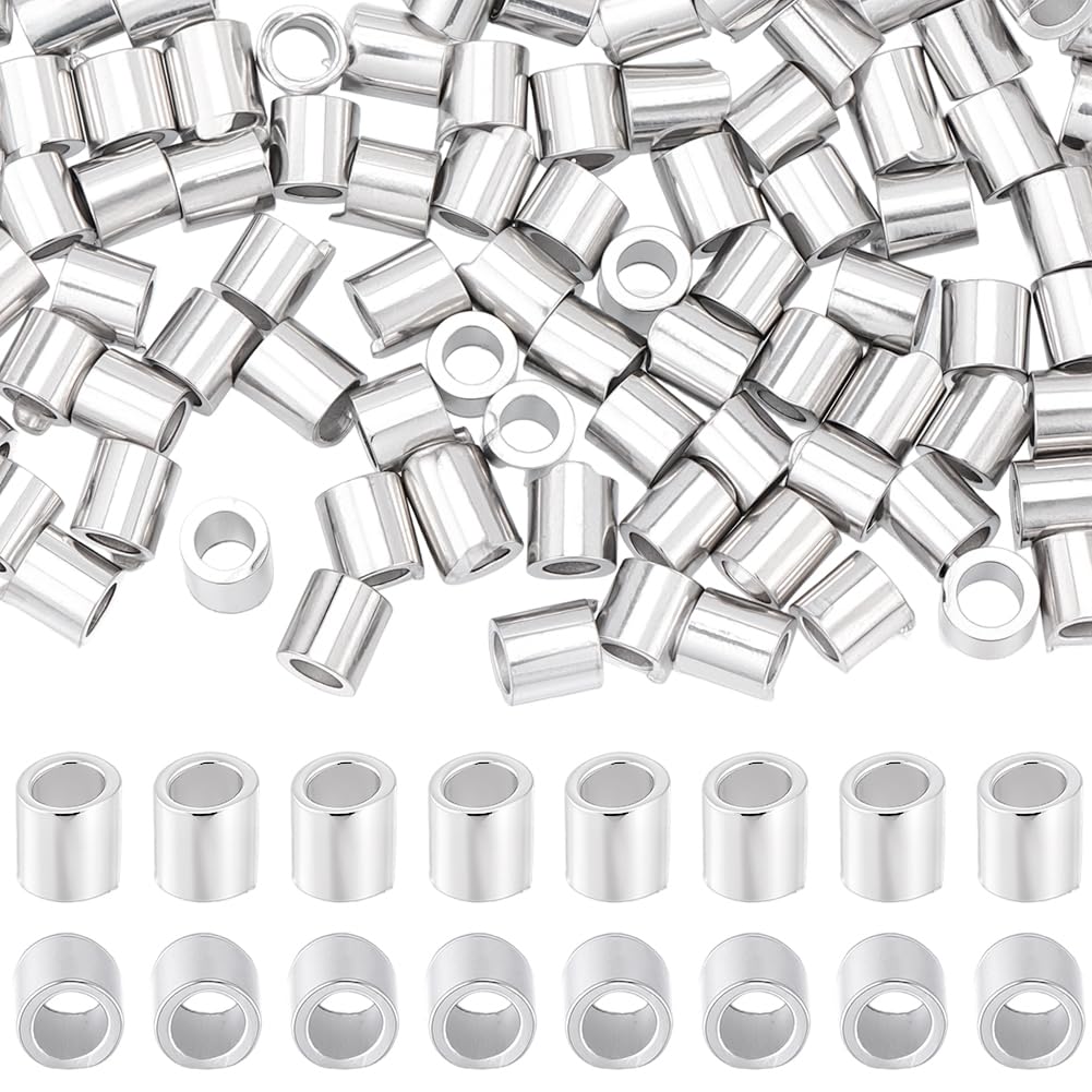 Beebeecraft 100Pcs 1mm 925 Sterling Silver Tube Crimp Beads Rhodium Plated Crimping Tiny Tube Spacer Loose Stopper Beads End Caps for Jewelry Making Findings Earring Bracelet Necklace Findings โ image 1